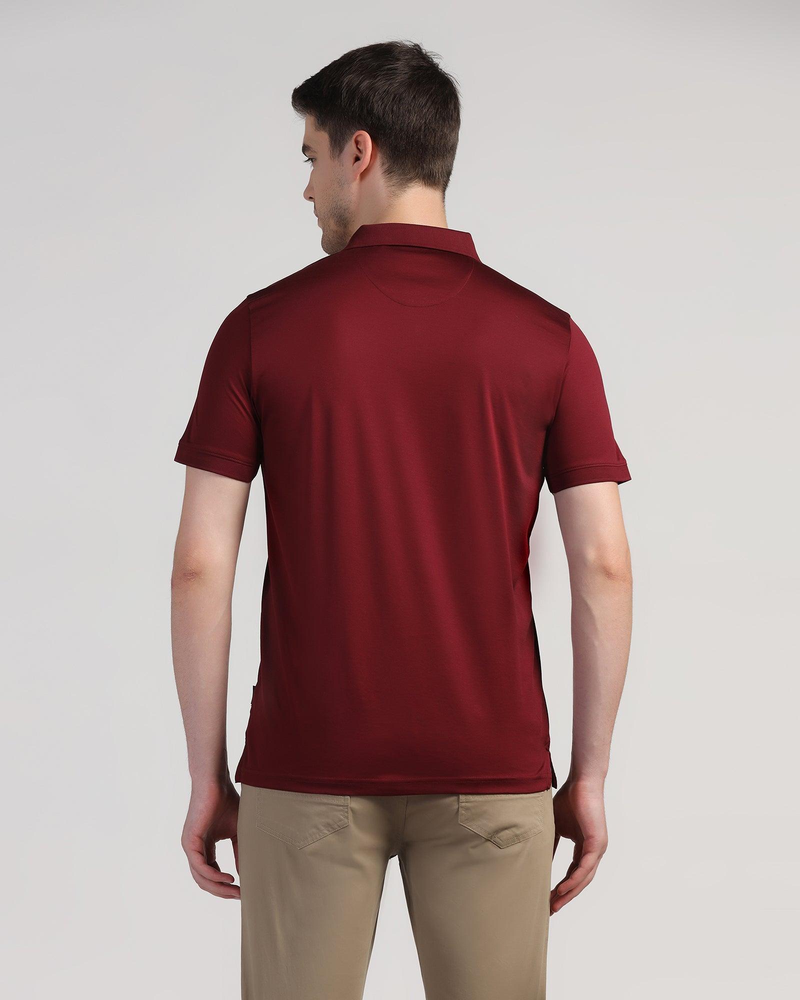Polo Maroon Printed T-Shirt - Jaime - Blackberrys