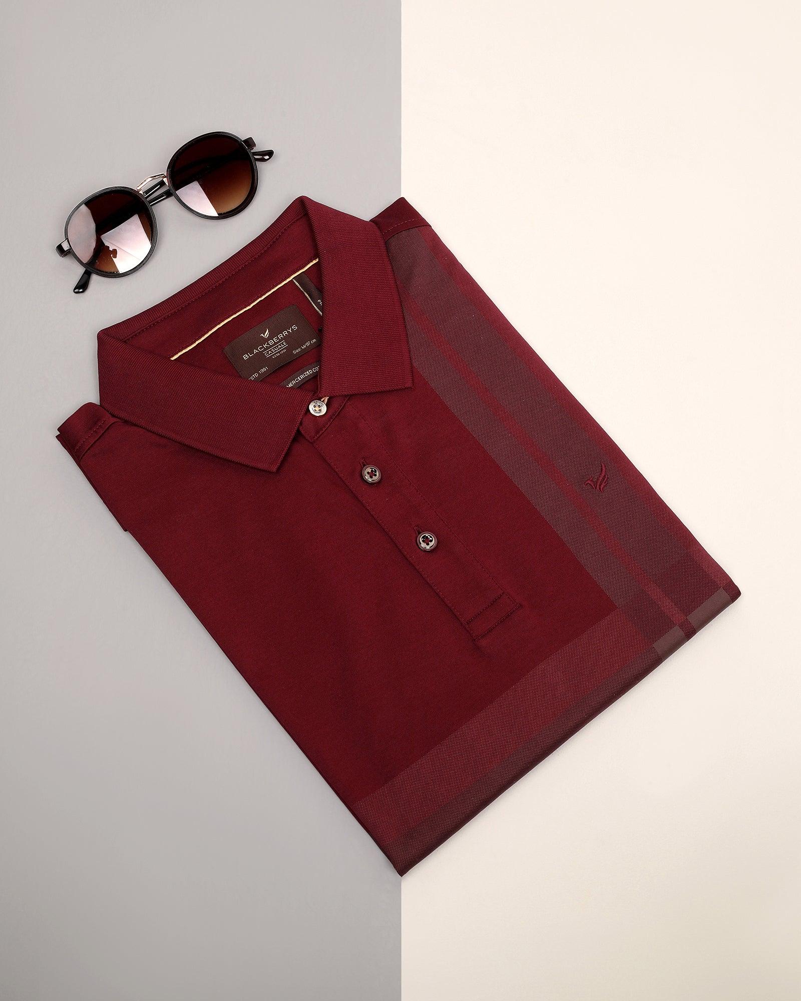 Polo Maroon Printed T-Shirt - Jaime - Blackberrys