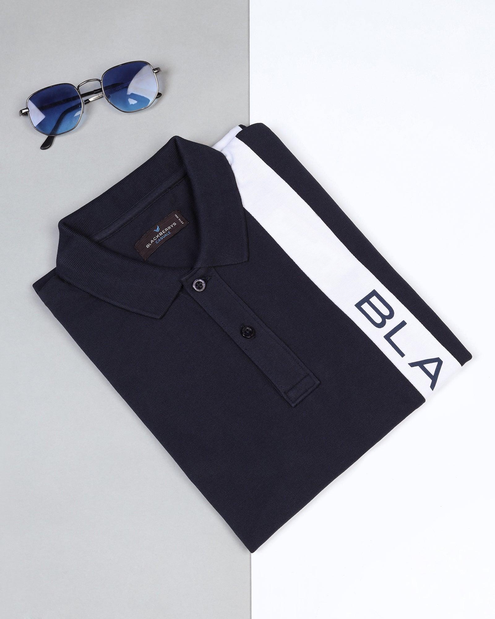 Polo Navy Printed T-Shirt - Blick - Blackberrys