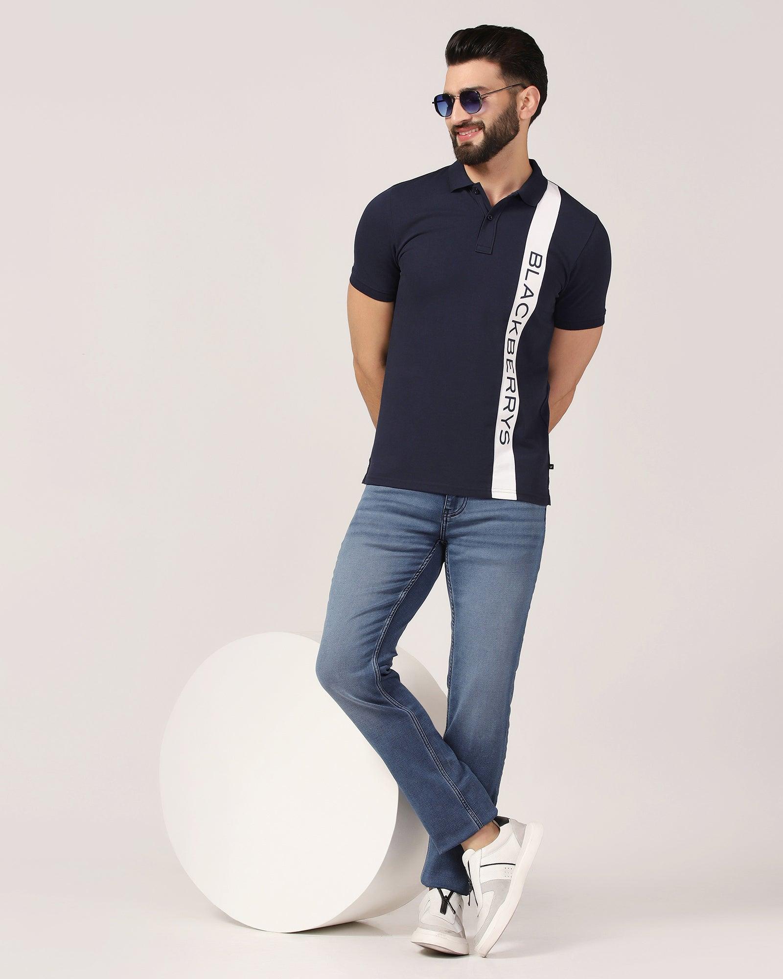 Polo Navy Printed T-Shirt - Blick - Blackberrys