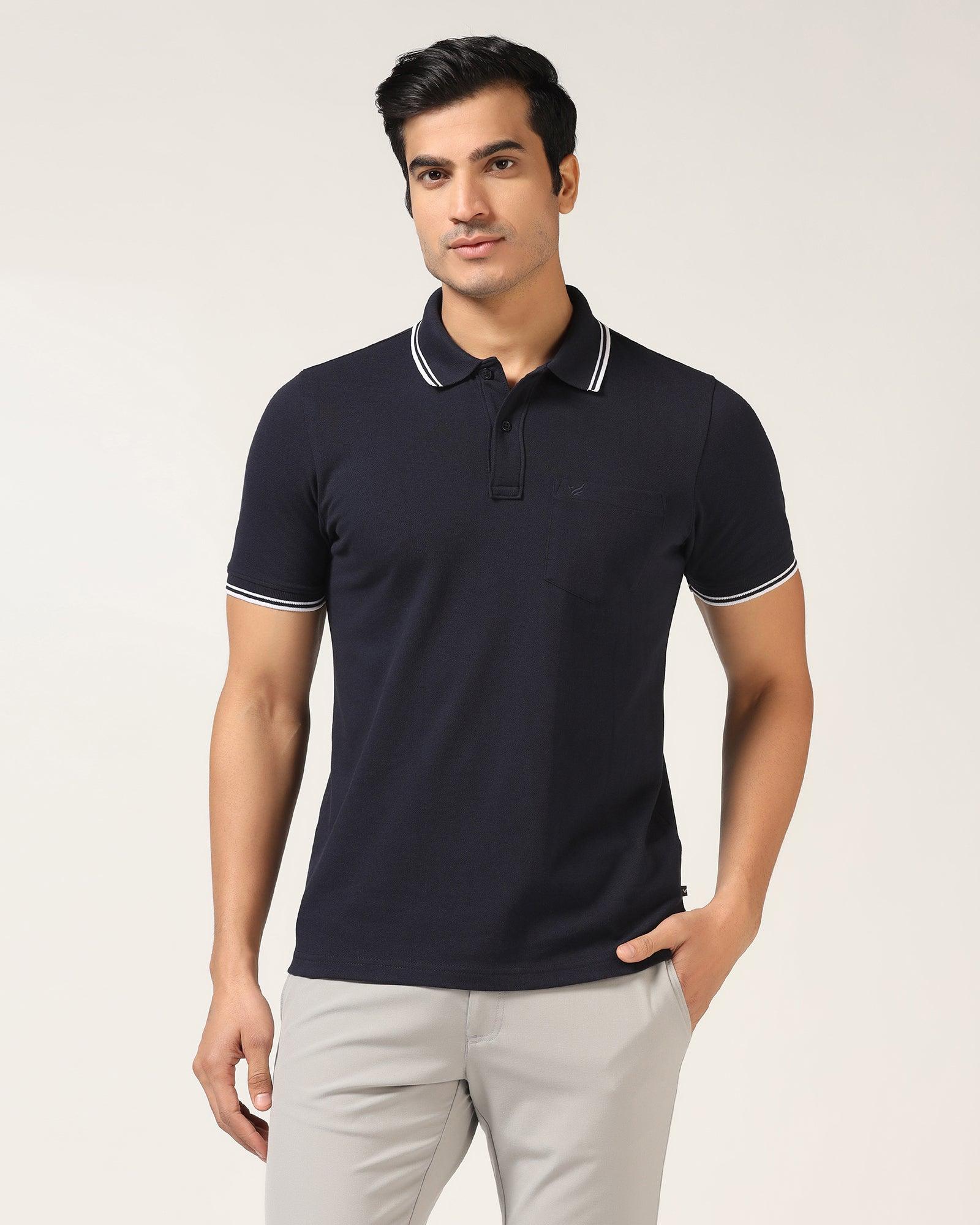 Polo Navy Solid T-Shirt - Fifa - Blackberrys
