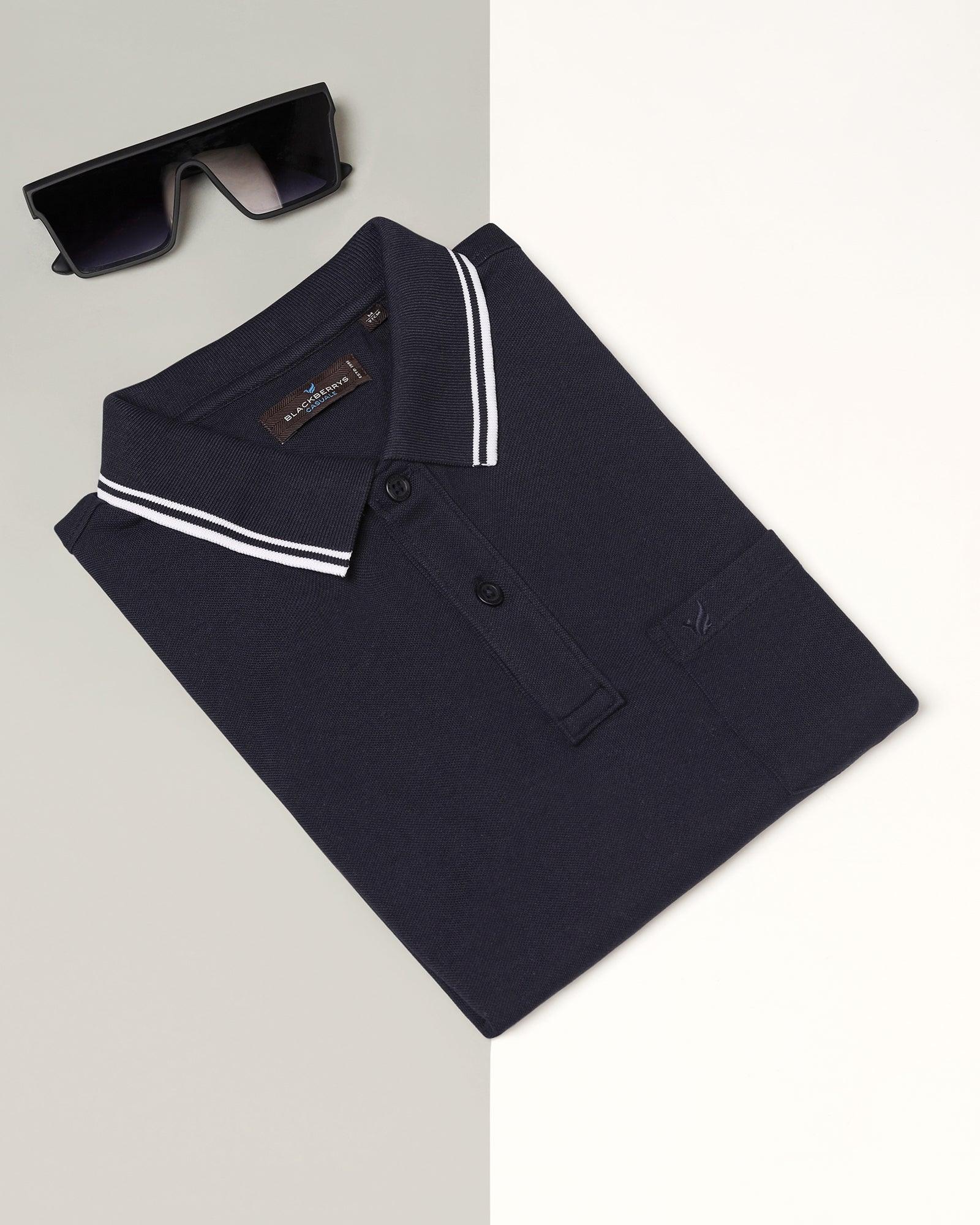 Polo Navy Solid T-Shirt - Fifa - Blackberrys