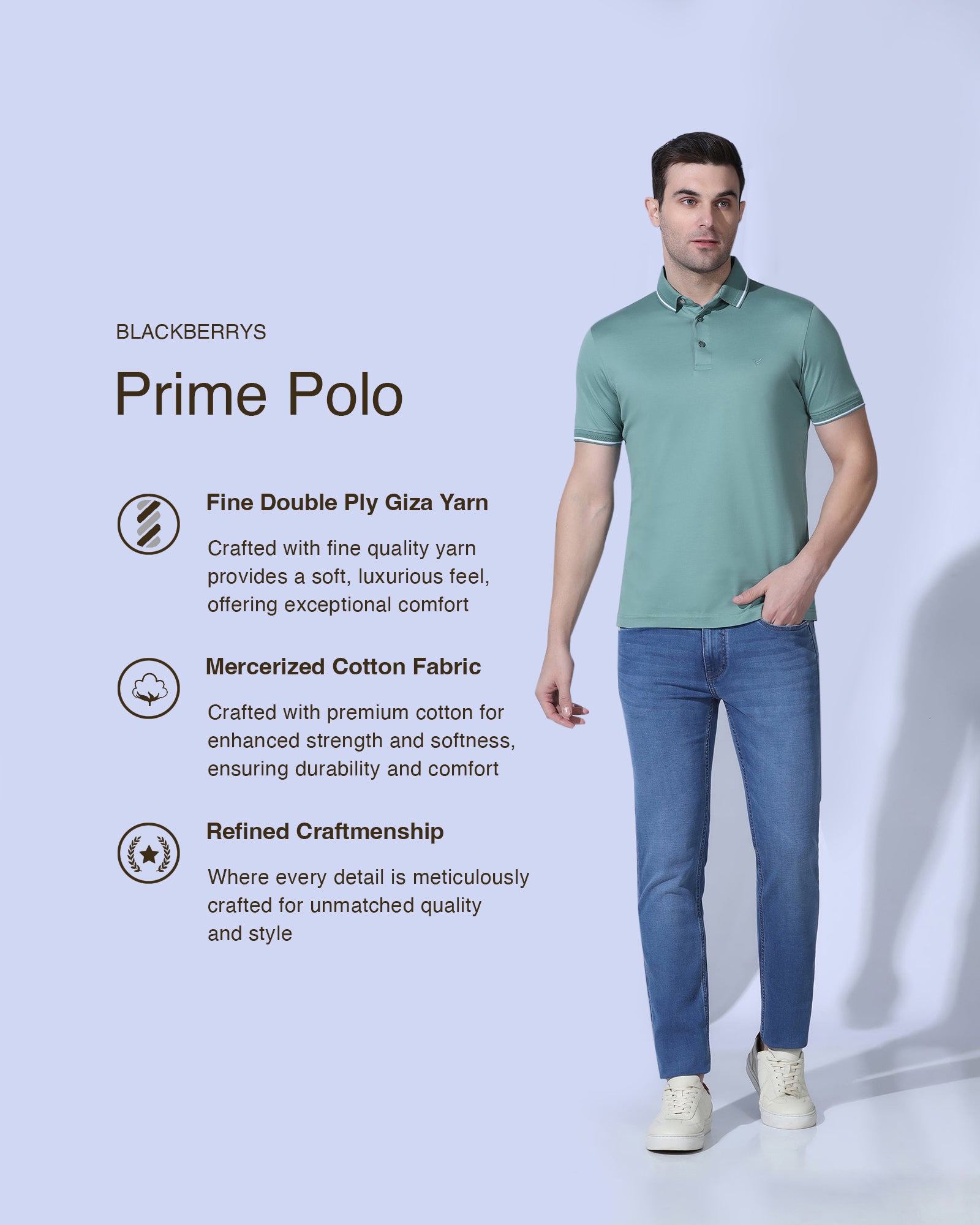 Polo Neutral Green Solid T-Shirt - Orion