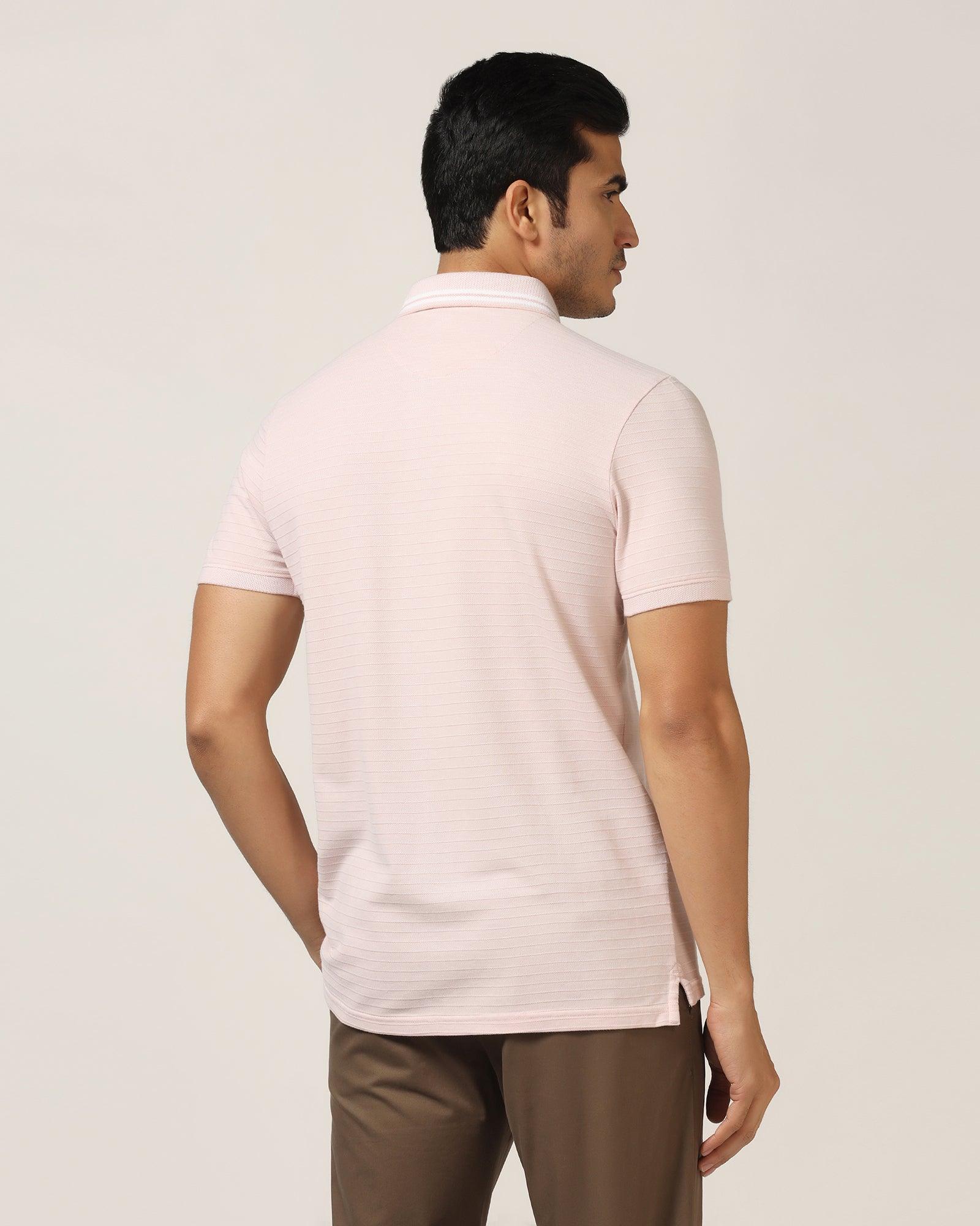 Polo Pink Textured T-Shirt - Darryl - Blackberrys