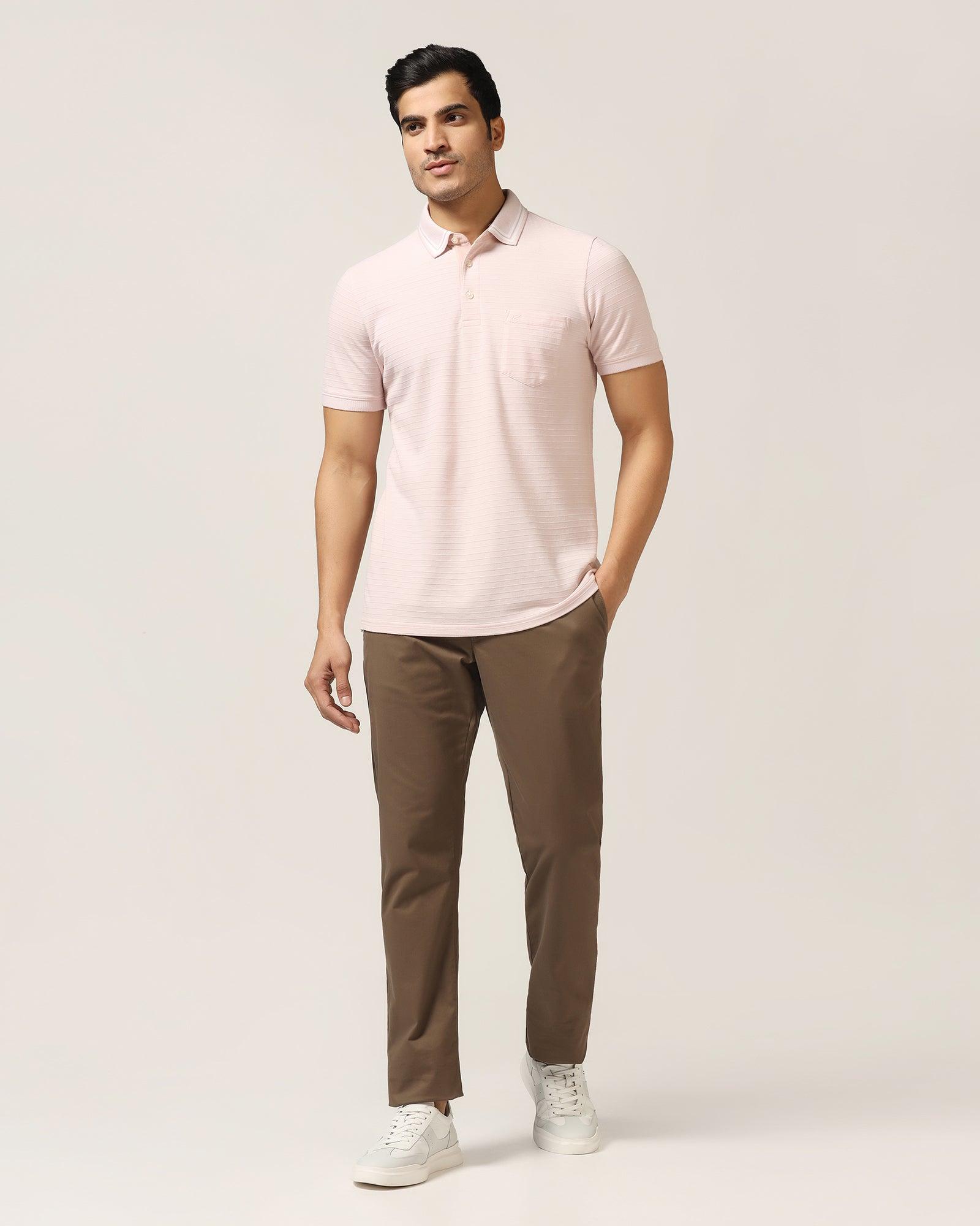 Polo Pink Textured T-Shirt - Darryl - Blackberrys