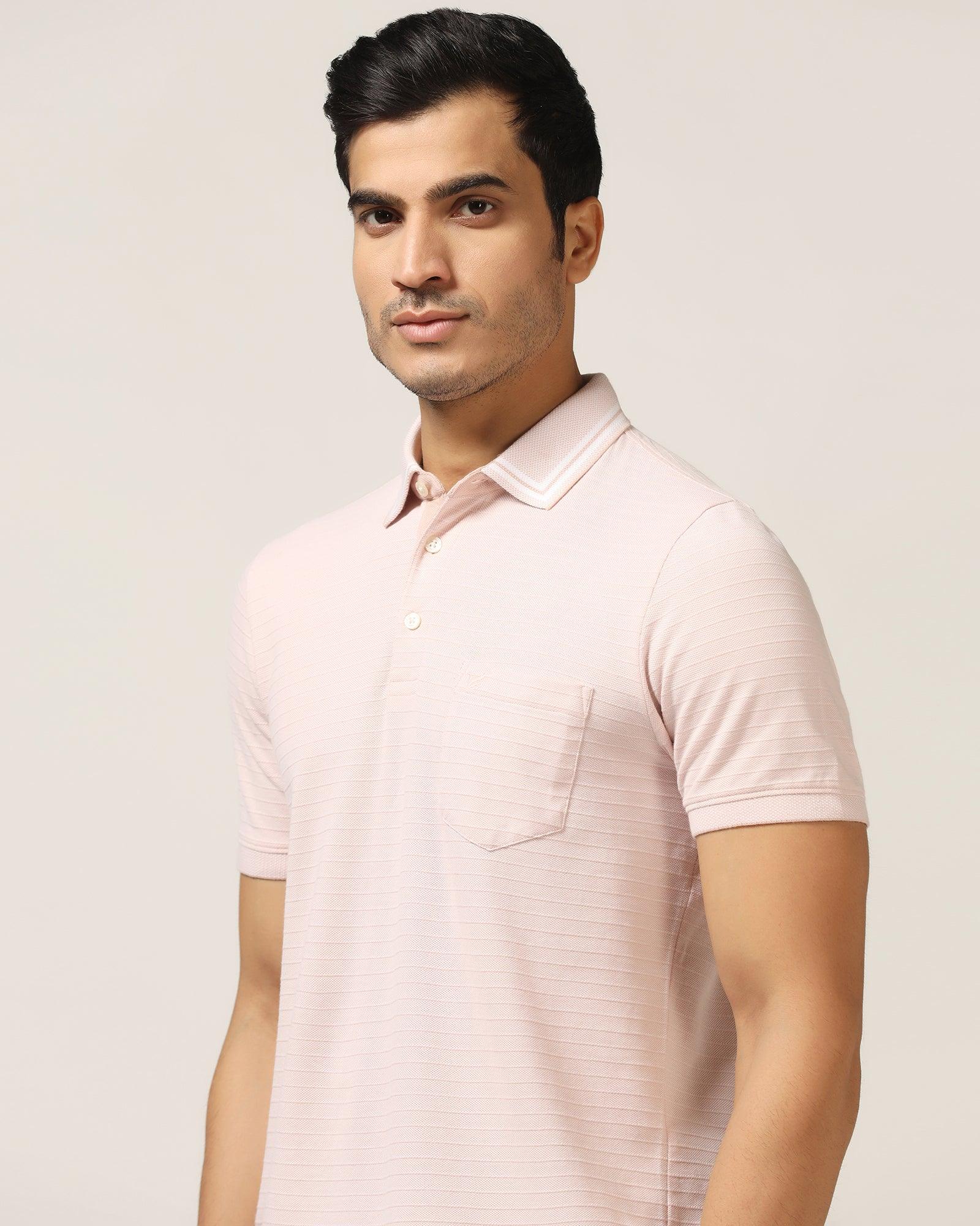 Polo Pink Textured T-Shirt - Darryl - Blackberrys