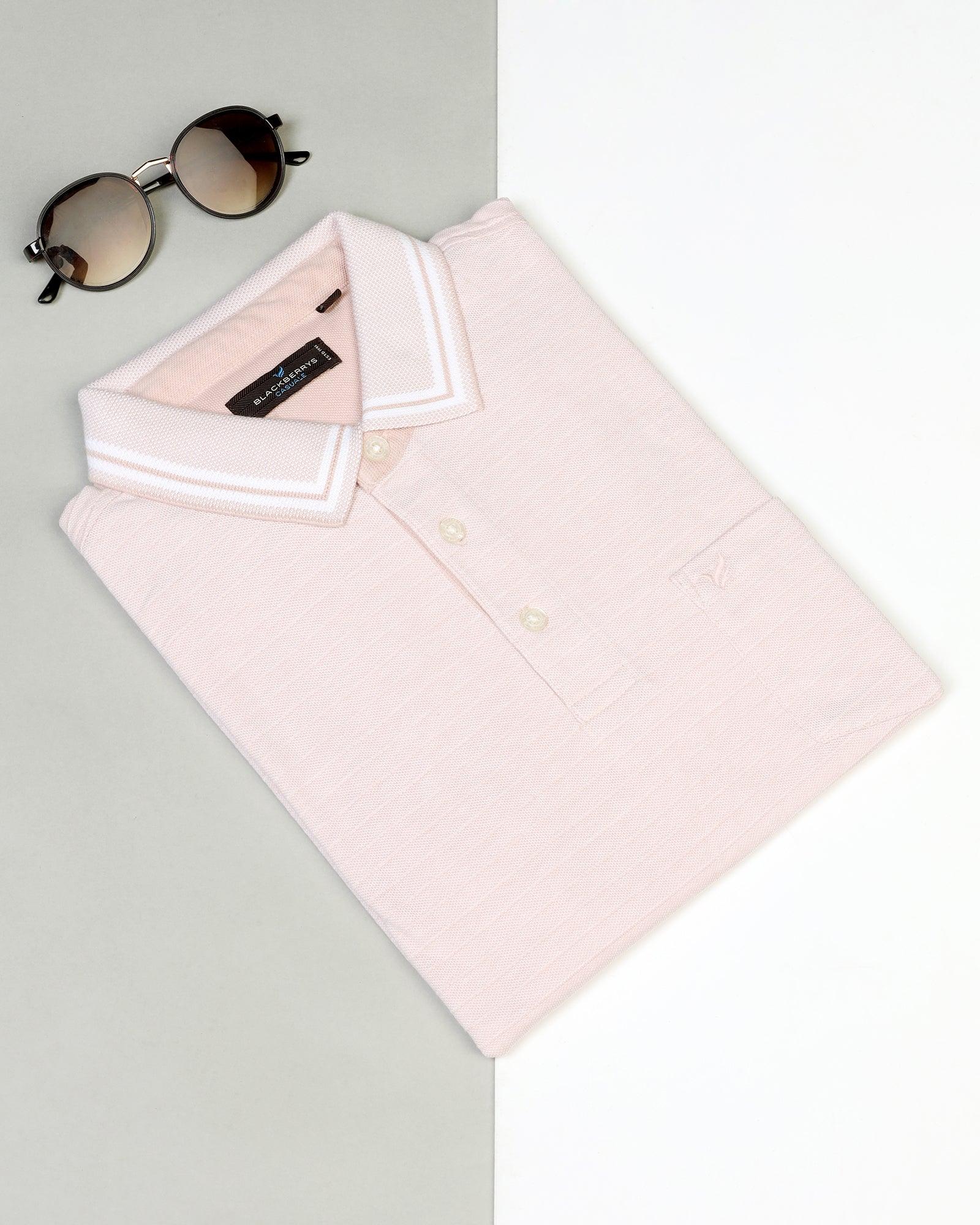 Polo Pink Textured T-Shirt - Darryl - Blackberrys