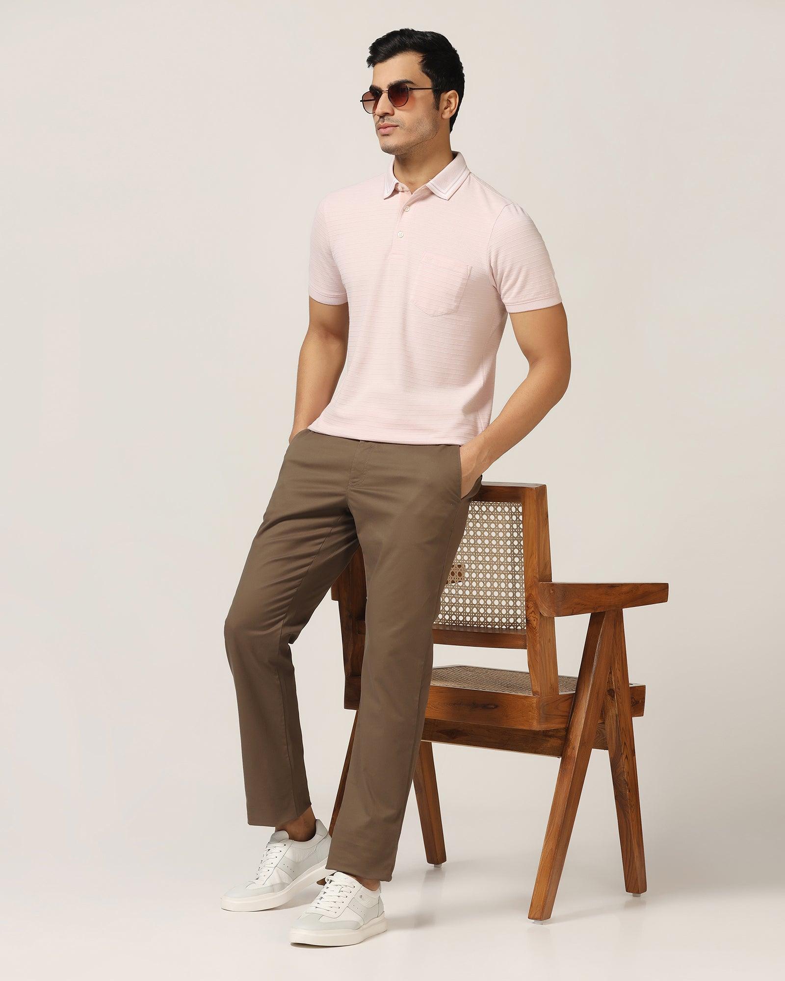 Polo Pink Textured T-Shirt - Darryl - Blackberrys