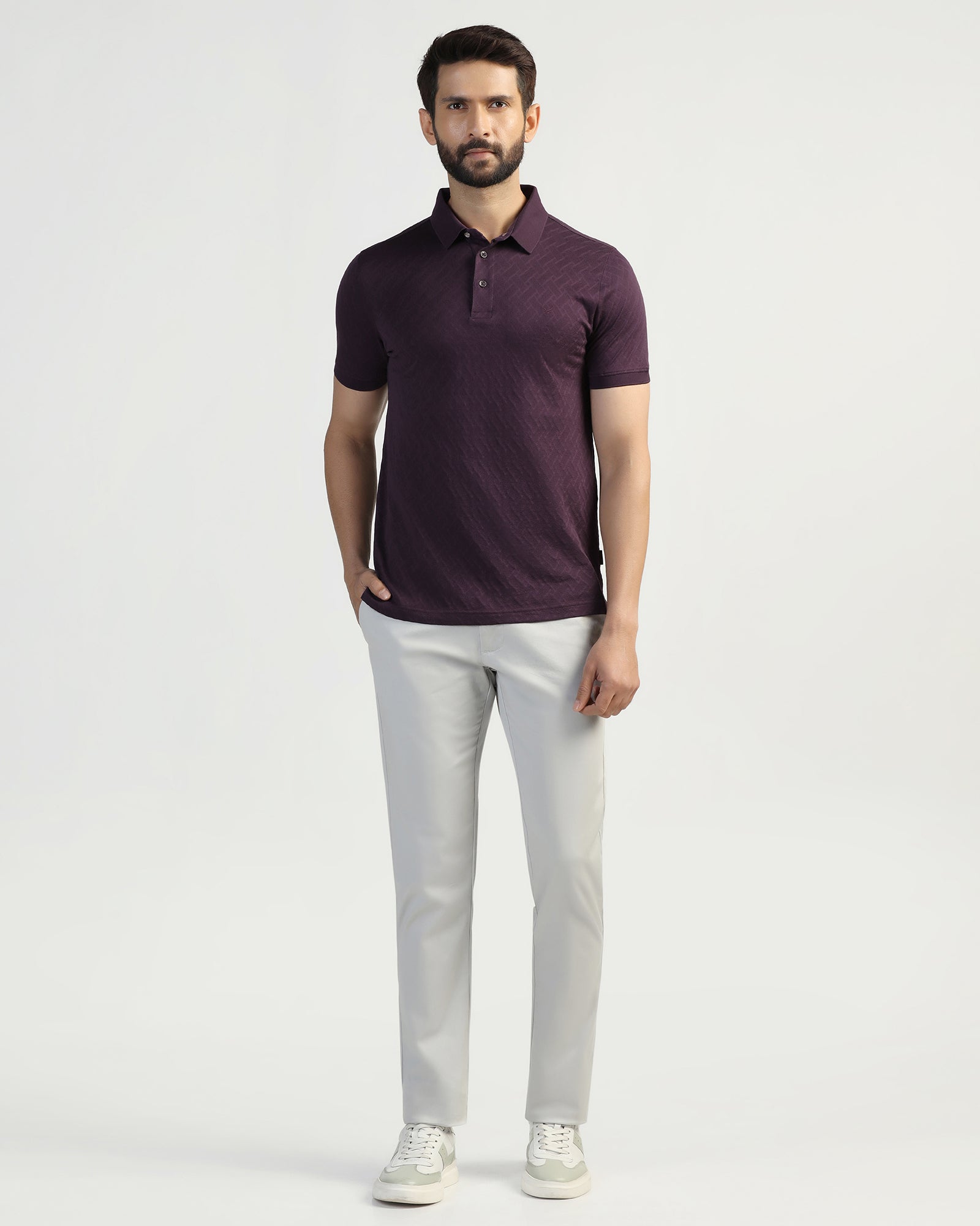 Polo Purple Textured T-Shirt - Blade
