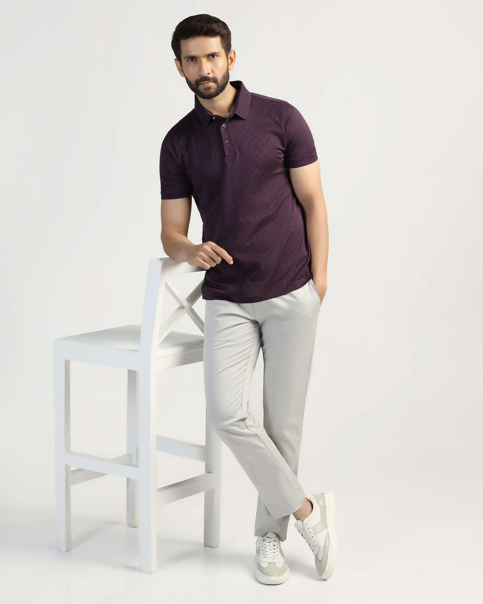 Polo Purple Textured T-Shirt - Blade