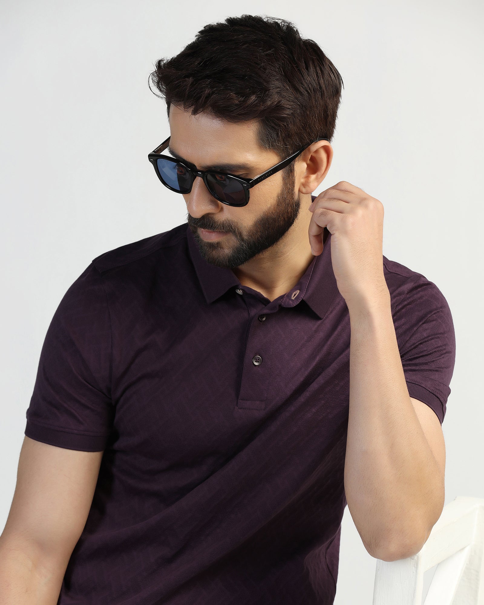 Polo Purple Textured T-Shirt - Blade