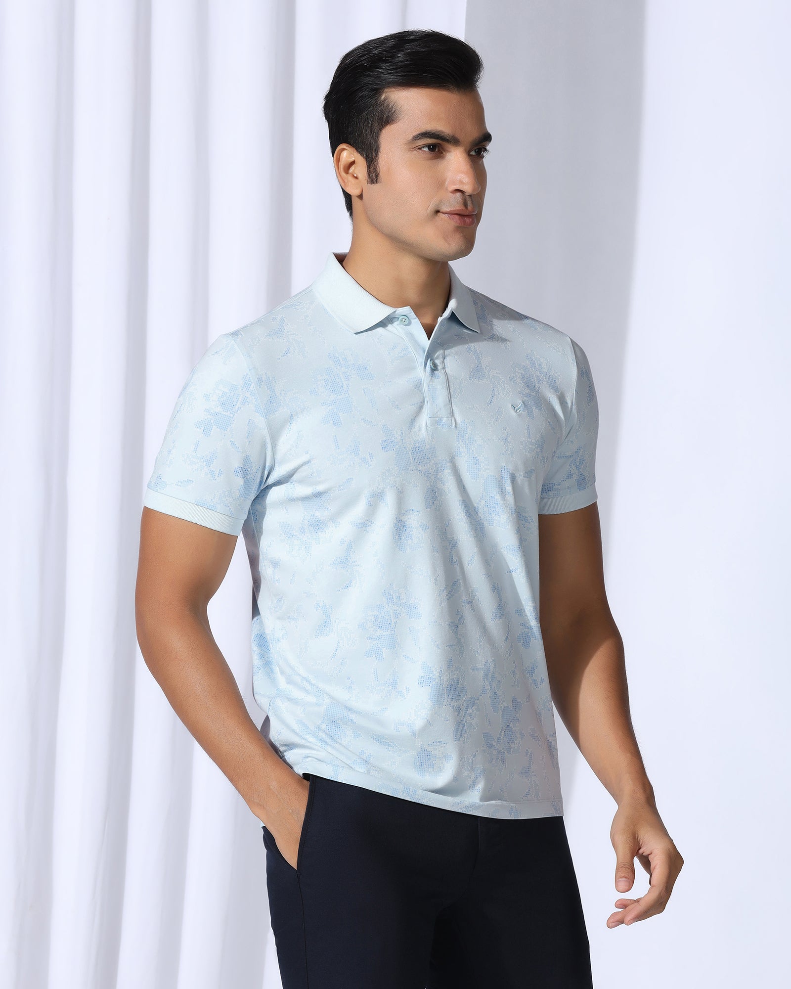 Polo Sky Blue Printed T-Shirt - Infinity