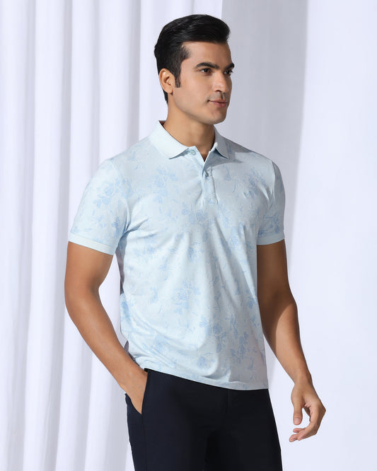 Polo Sky Blue Printed T-Shirt - Infinity