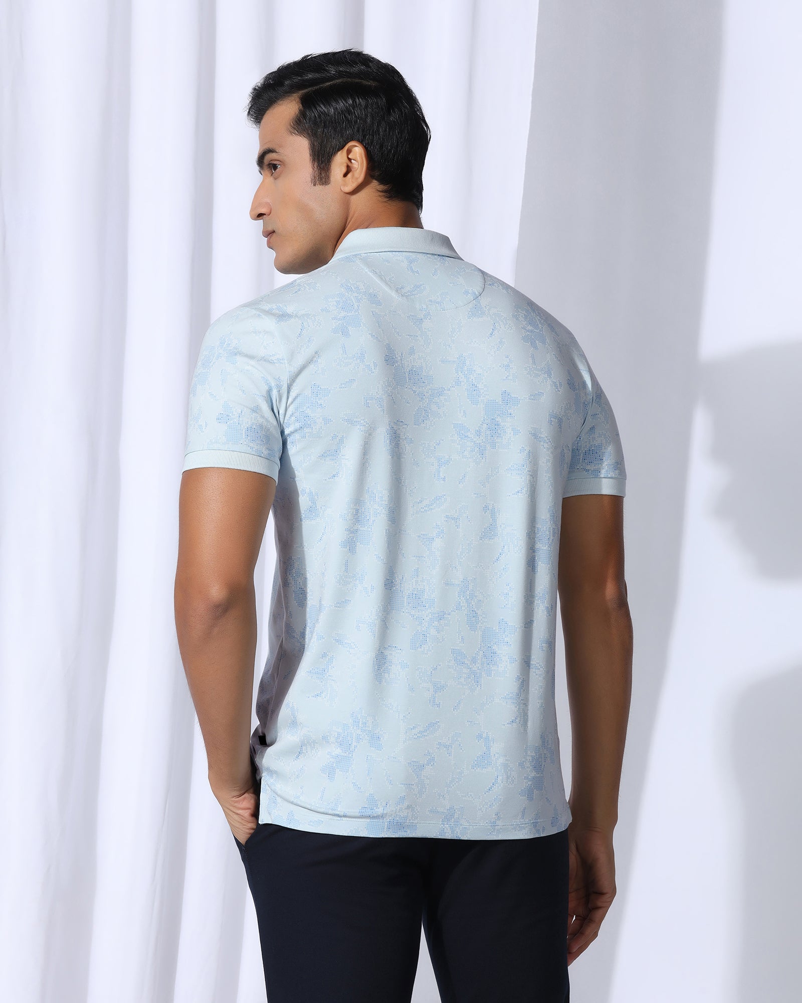 Polo Sky Blue Printed T-Shirt - Infinity