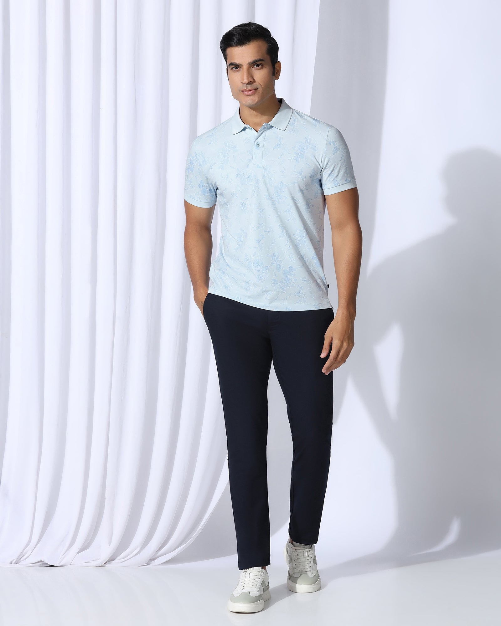 Polo Sky Blue Printed T-Shirt - Infinity