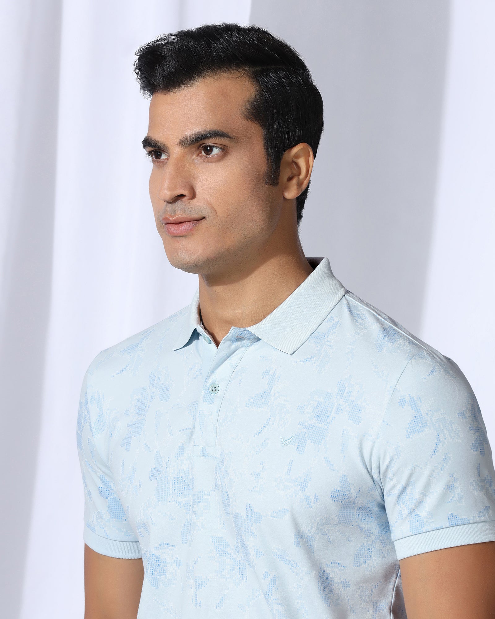 Polo Sky Blue Printed T-Shirt - Infinity