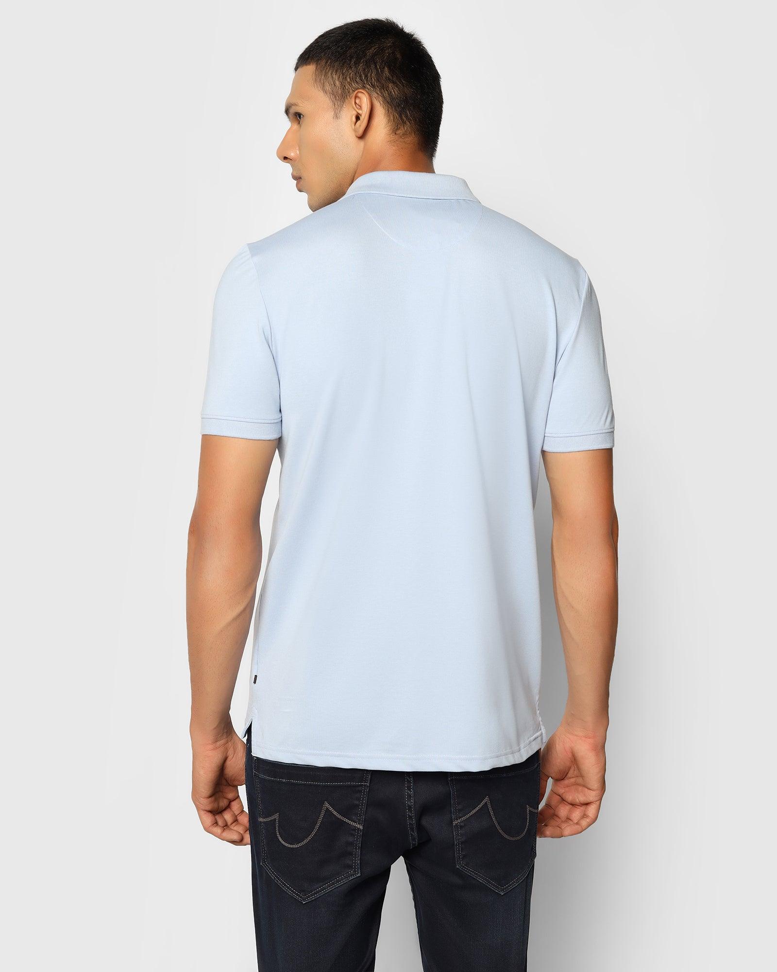 Polo Sky Blue Solid T Shirt - Yuki - Blackberrys