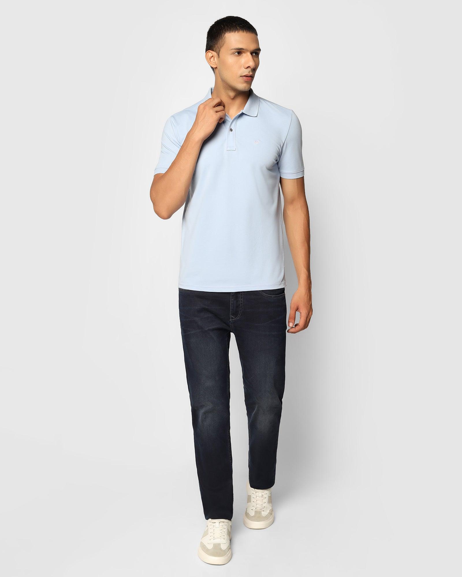 Polo Sky Blue Solid T Shirt - Yuki - Blackberrys