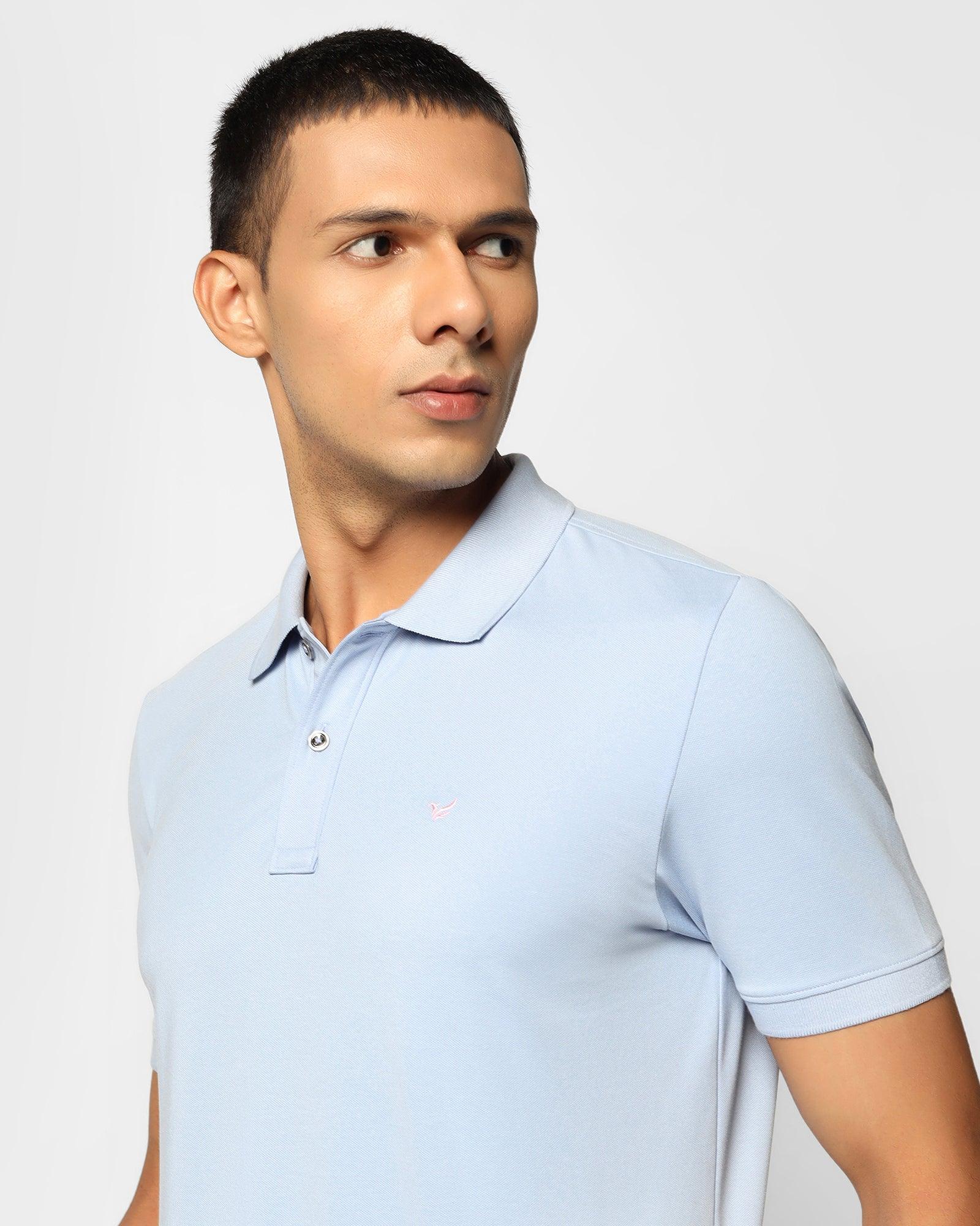 Polo Sky Blue Solid T Shirt - Yuki - Blackberrys