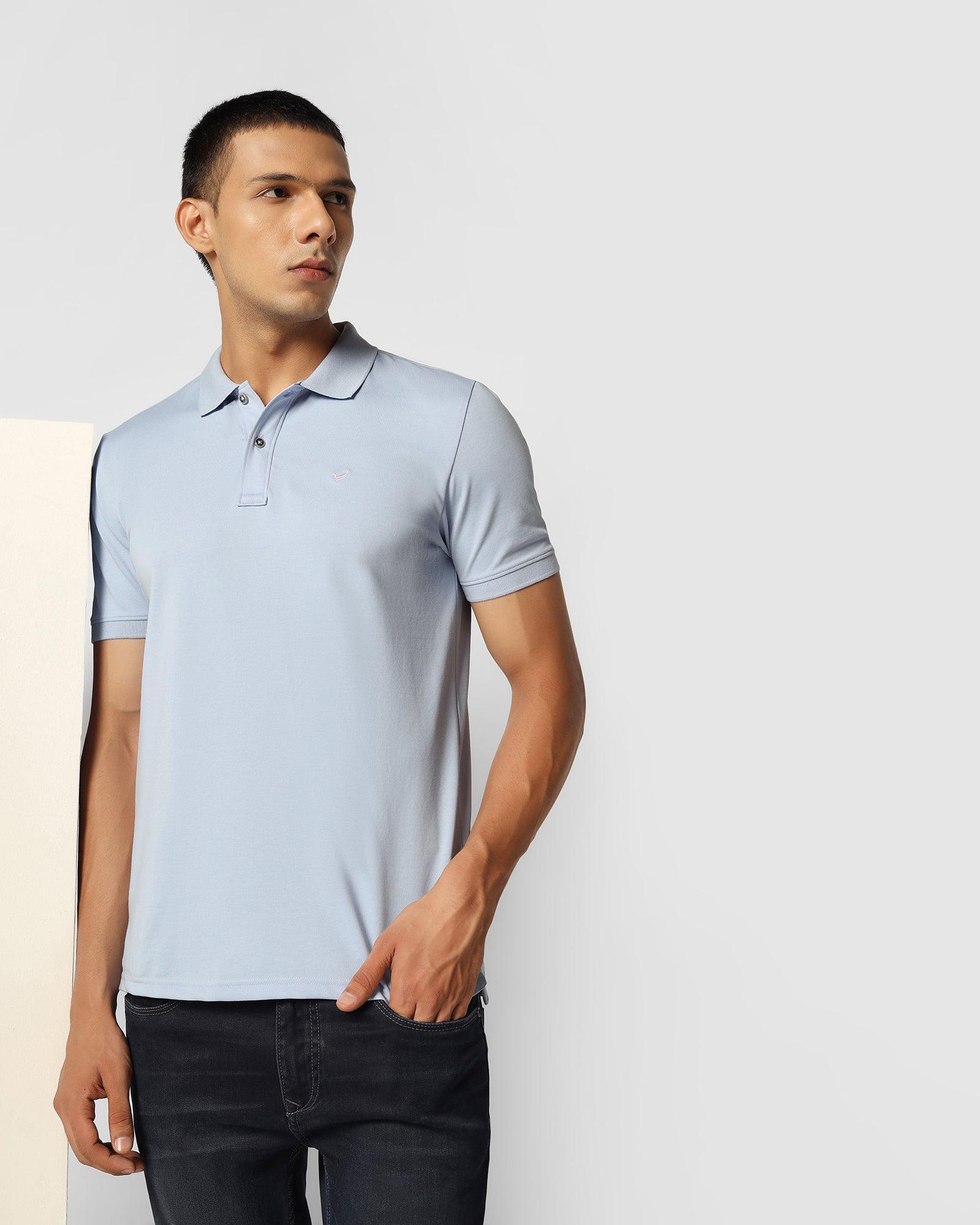Polo Sky Blue Solid T Shirt - Yuki - Blackberrys