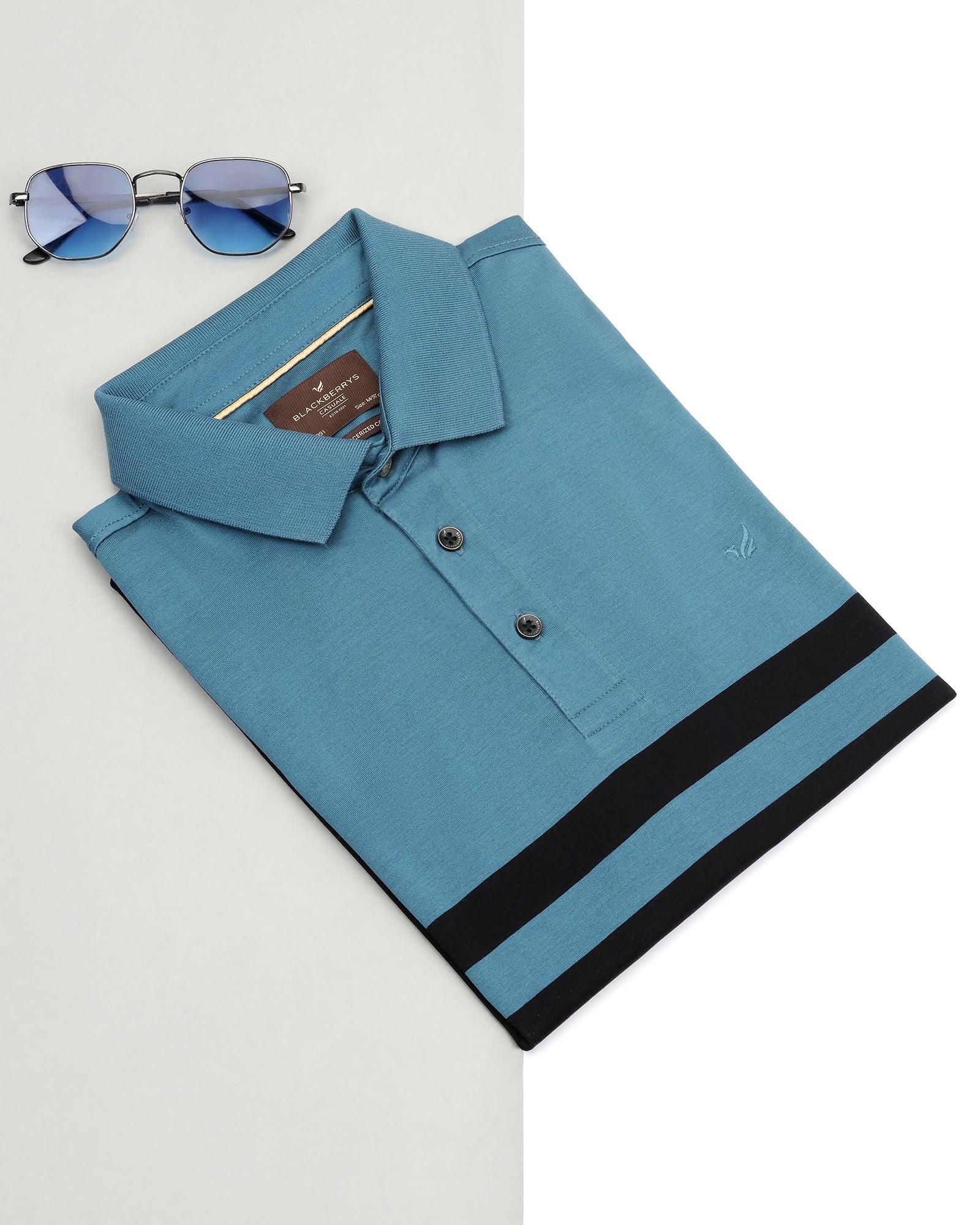 Polo Teal Blue Solid T-Shirt - Ned - Blackberrys