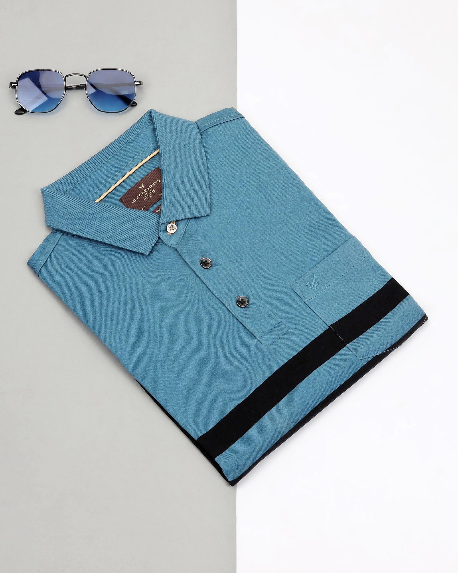 Polo Teal Blue Solid T-Shirt - Ned - Blackberrys