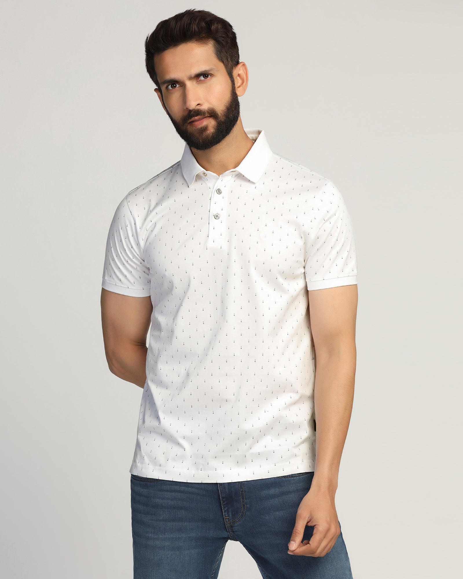 Polo White Printed T-Shirt - Hala