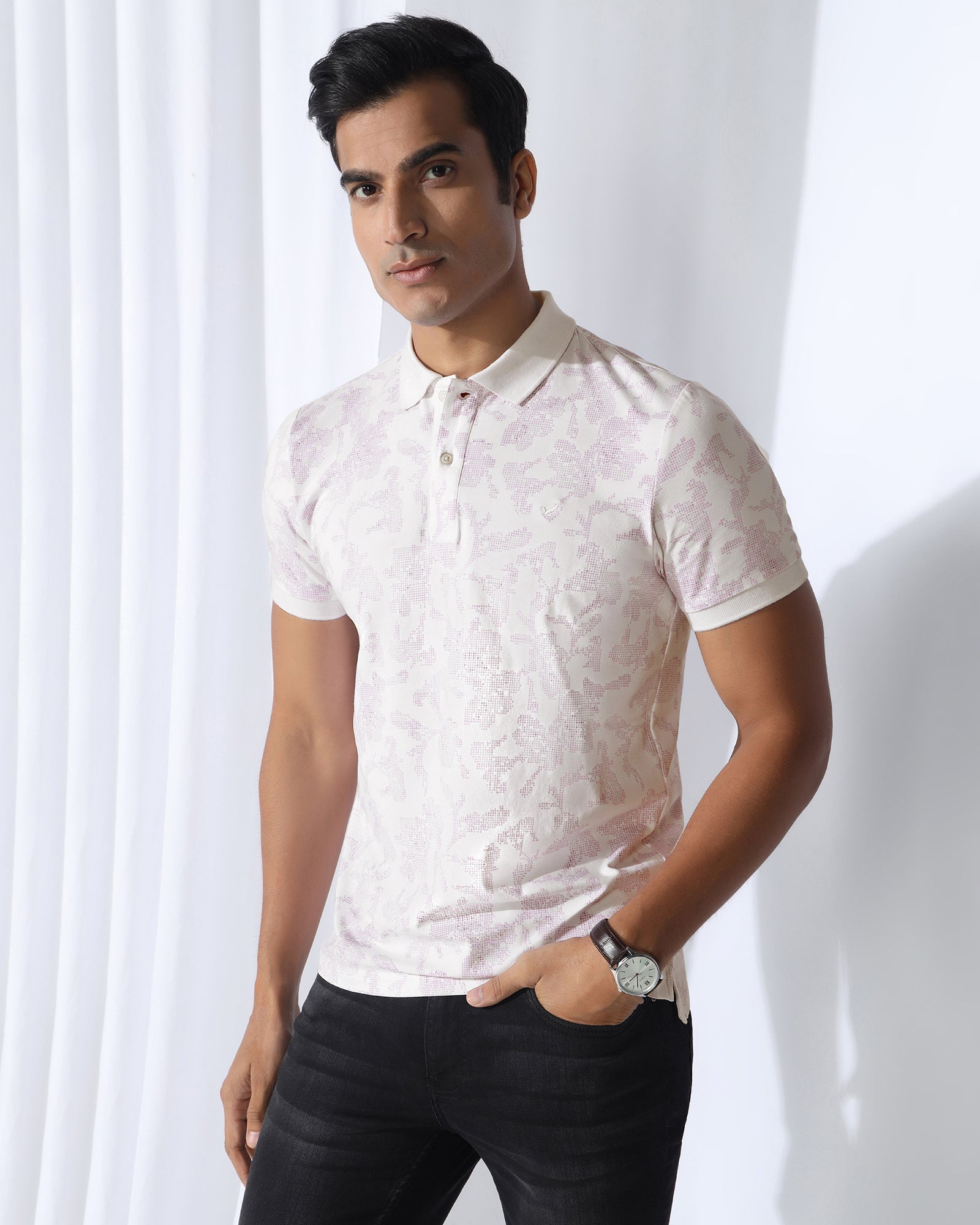 Polo White Printed T-Shirt - Infinity