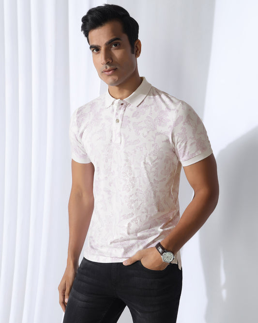 Polo White Printed T-Shirt - Infinity
