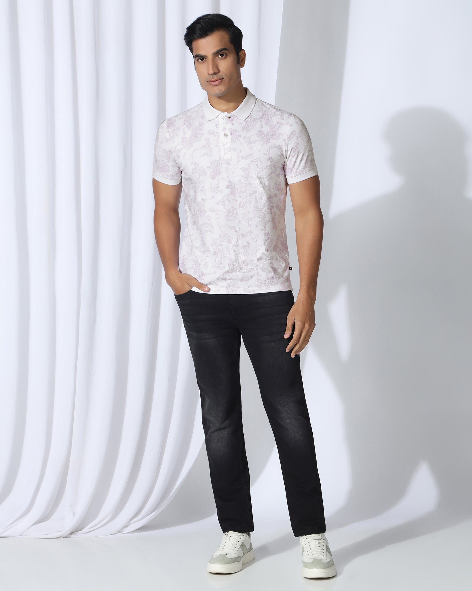 Polo White Printed T-Shirt - Infinity