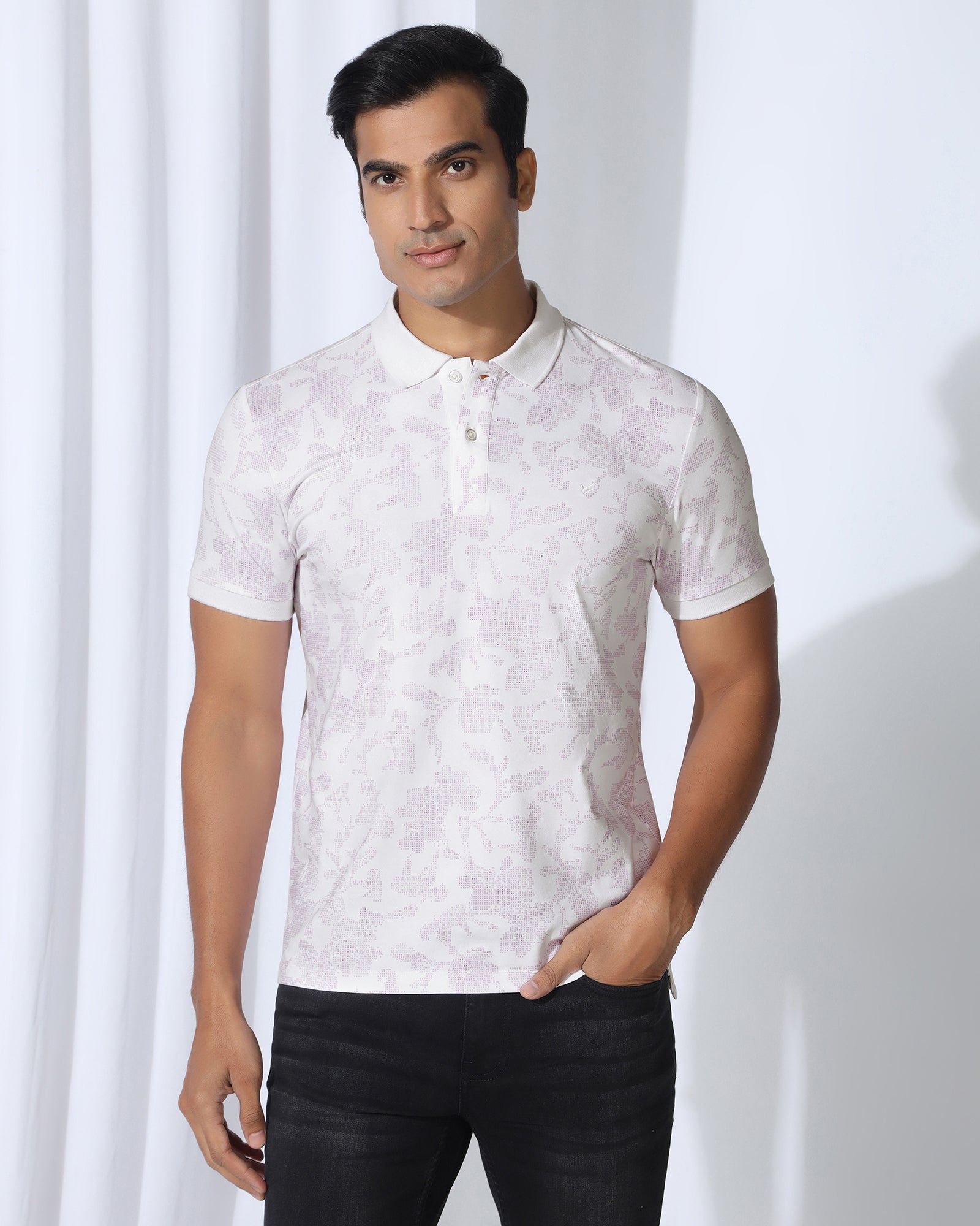 Polo White Printed T-Shirt - Infinity