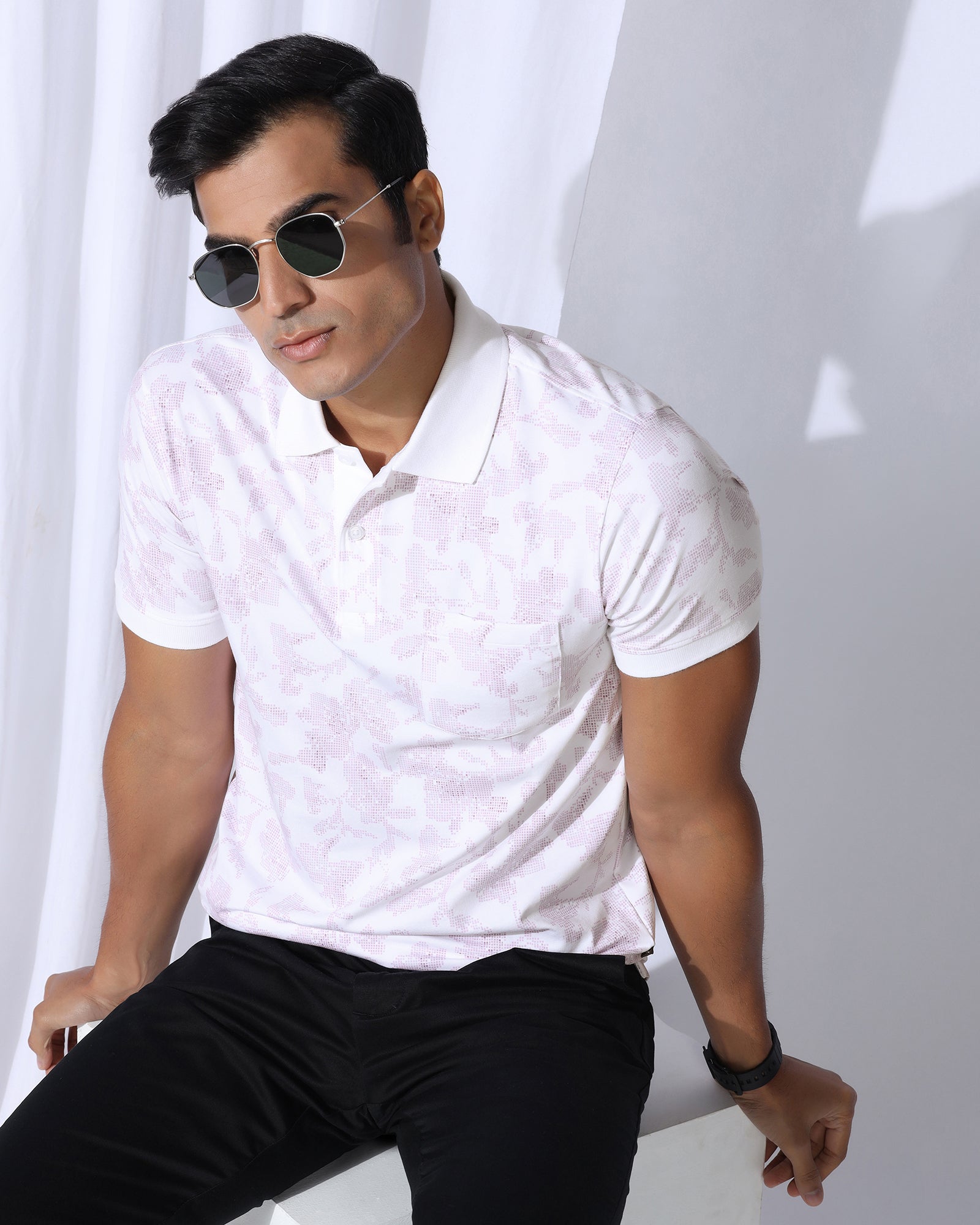 Polo White Printed T-Shirt - Infinity