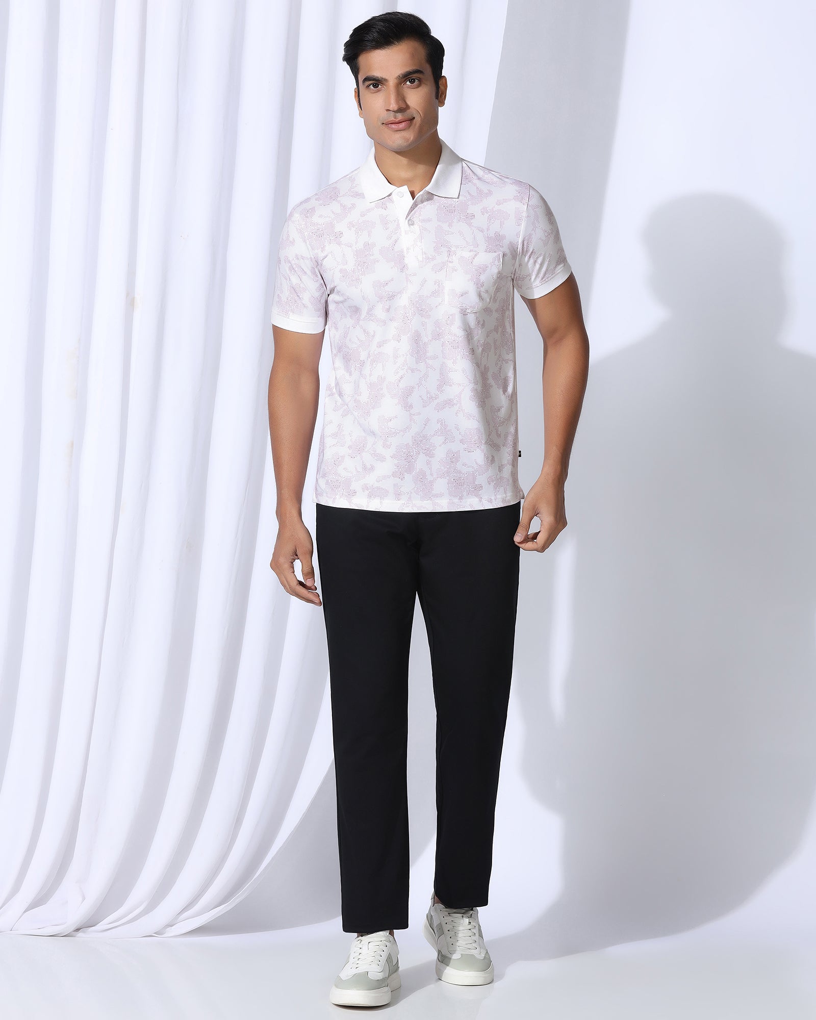 Polo White Printed T-Shirt - Infinity