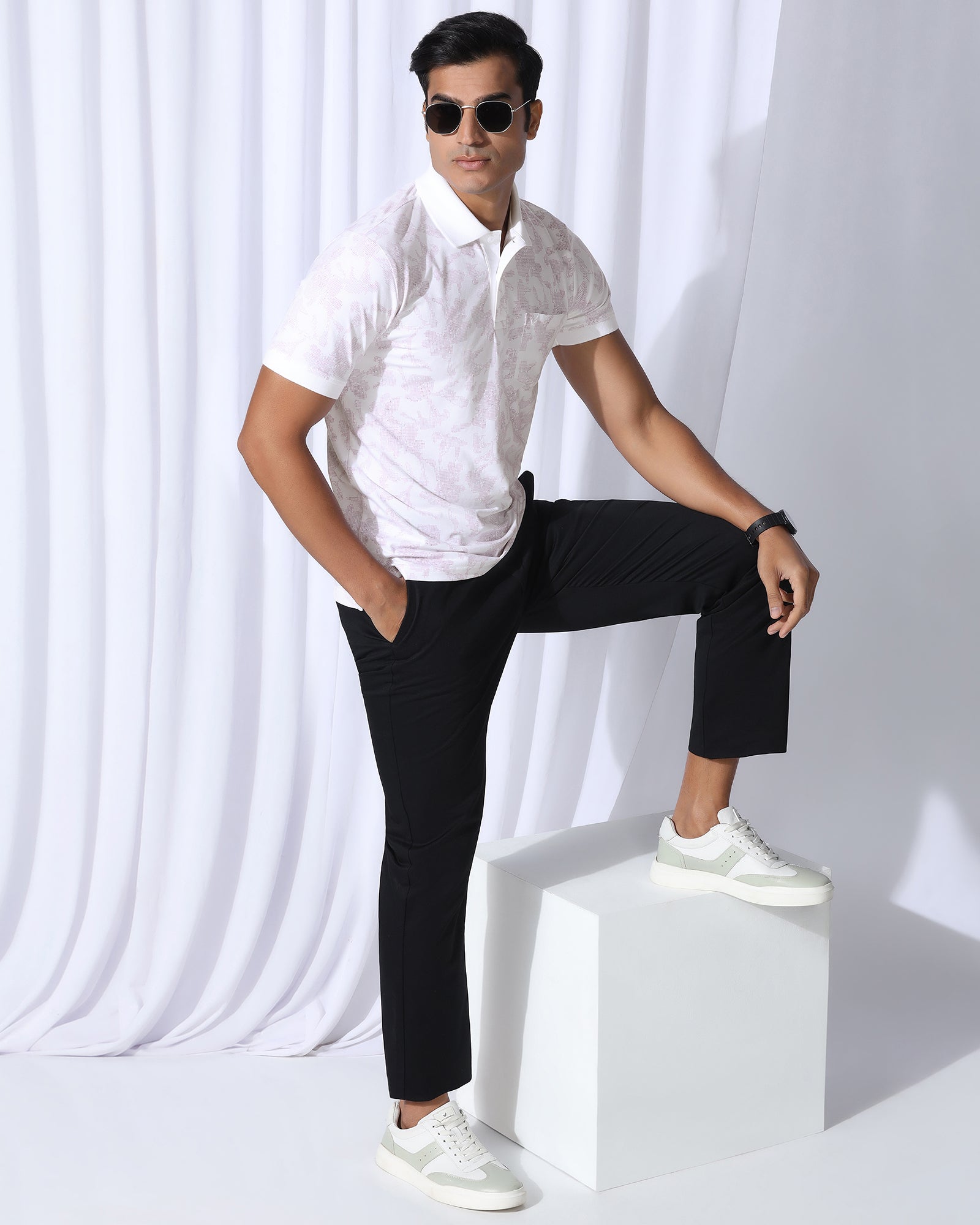 Polo White Printed T-Shirt - Infinity