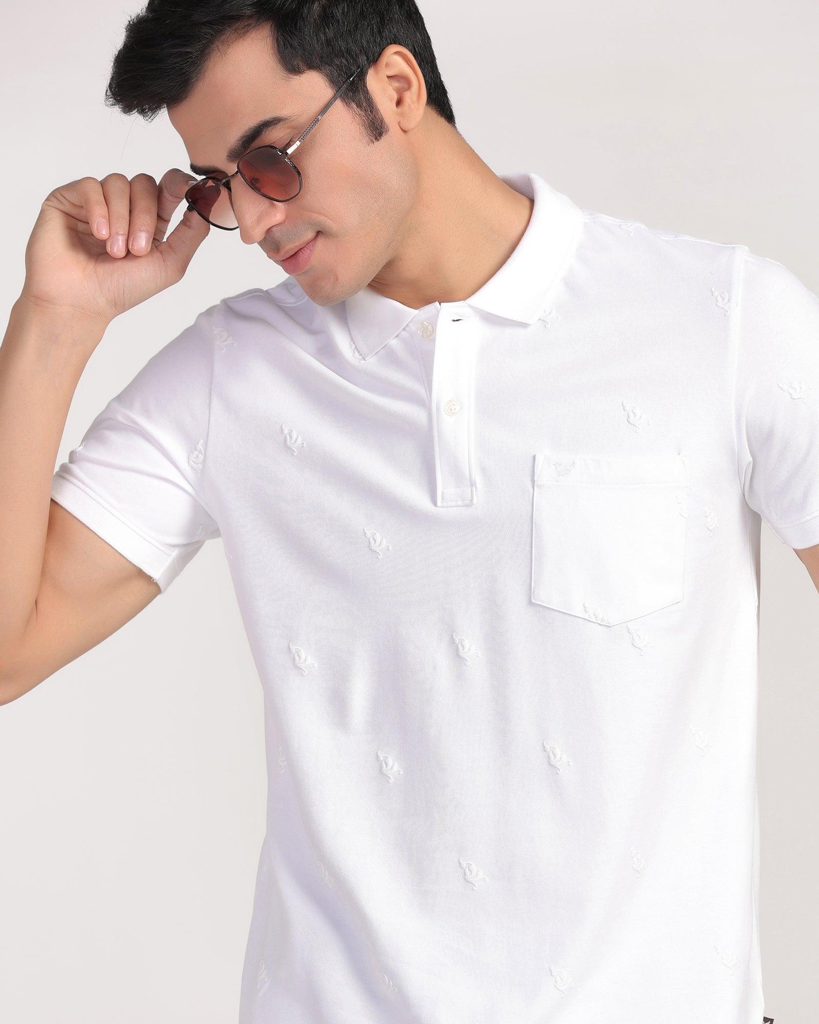 Polo White Printed T-Shirt - Bird - Blackberrys