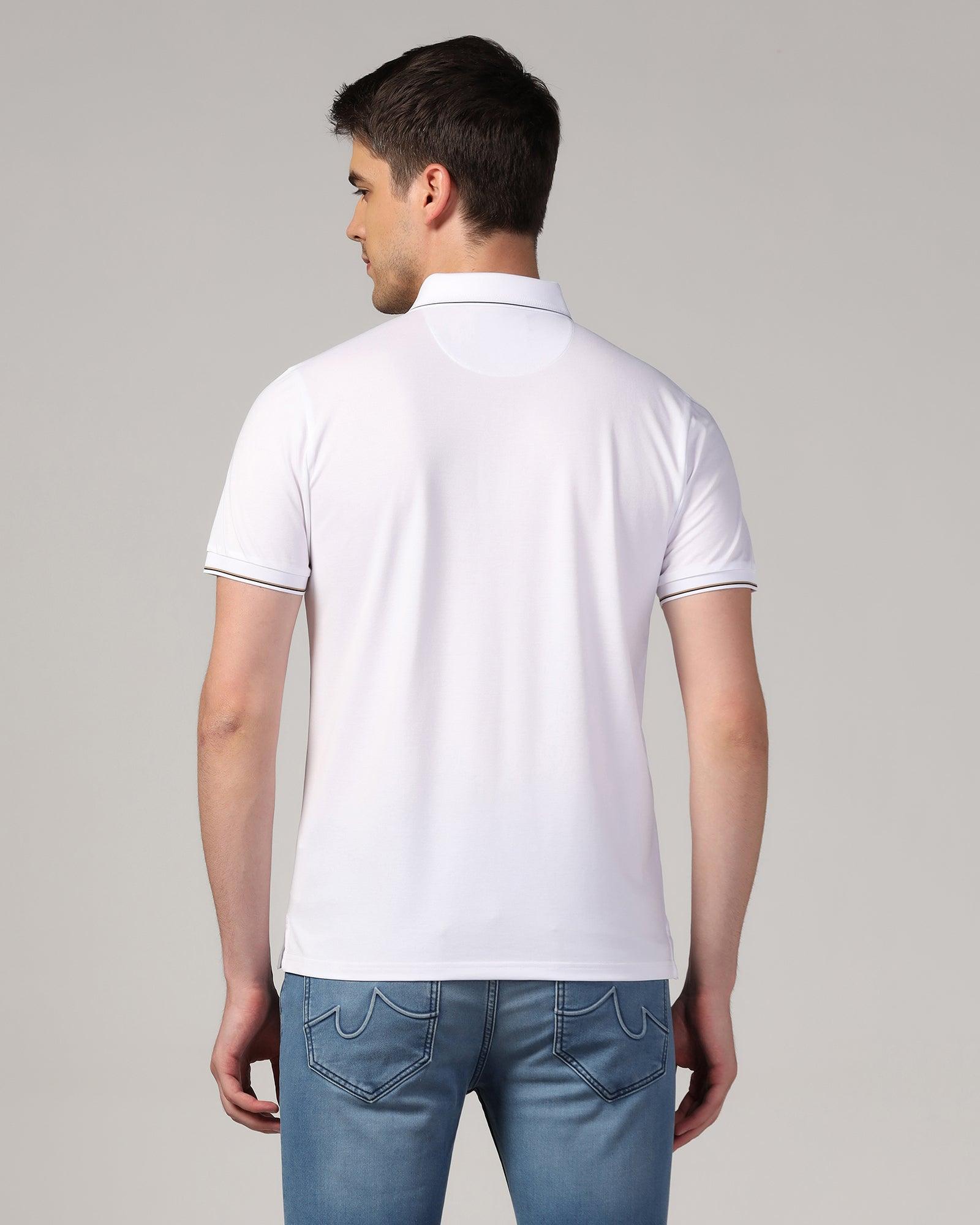Polo White Solid T-Shirt - Emerald - Blackberrys