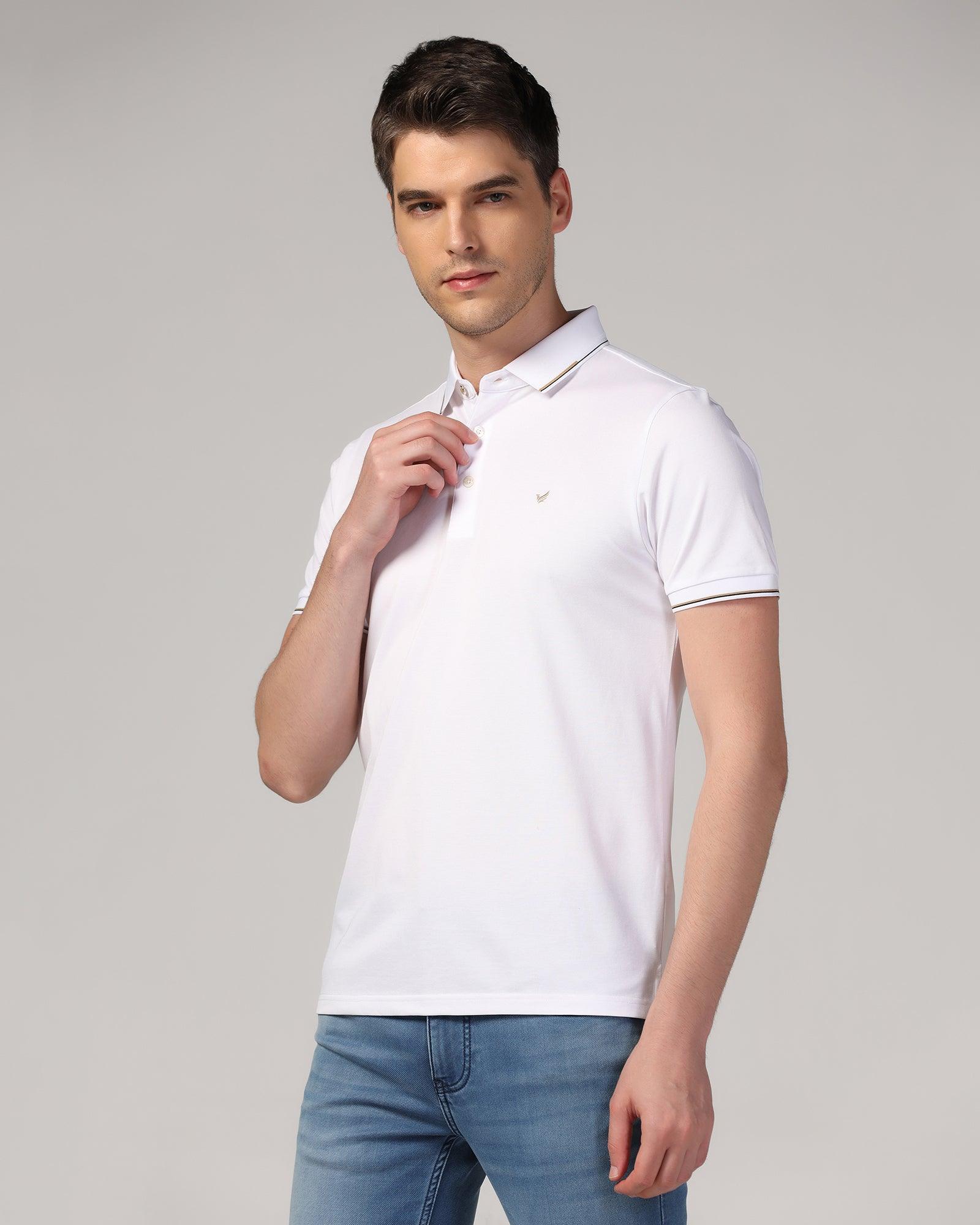 Polo White Solid T-Shirt - Emerald - Blackberrys