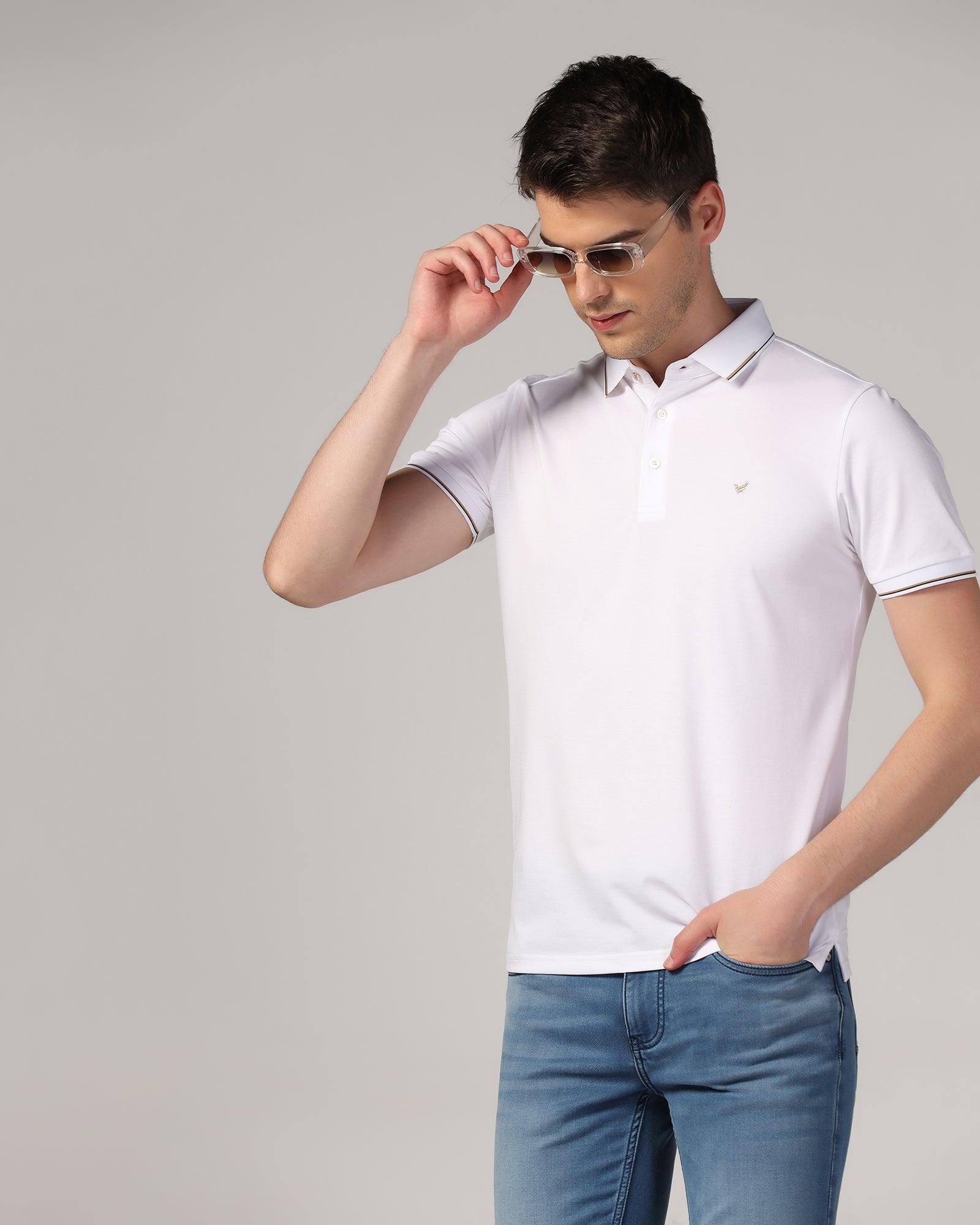 Polo White Solid T-Shirt - Emerald - Blackberrys