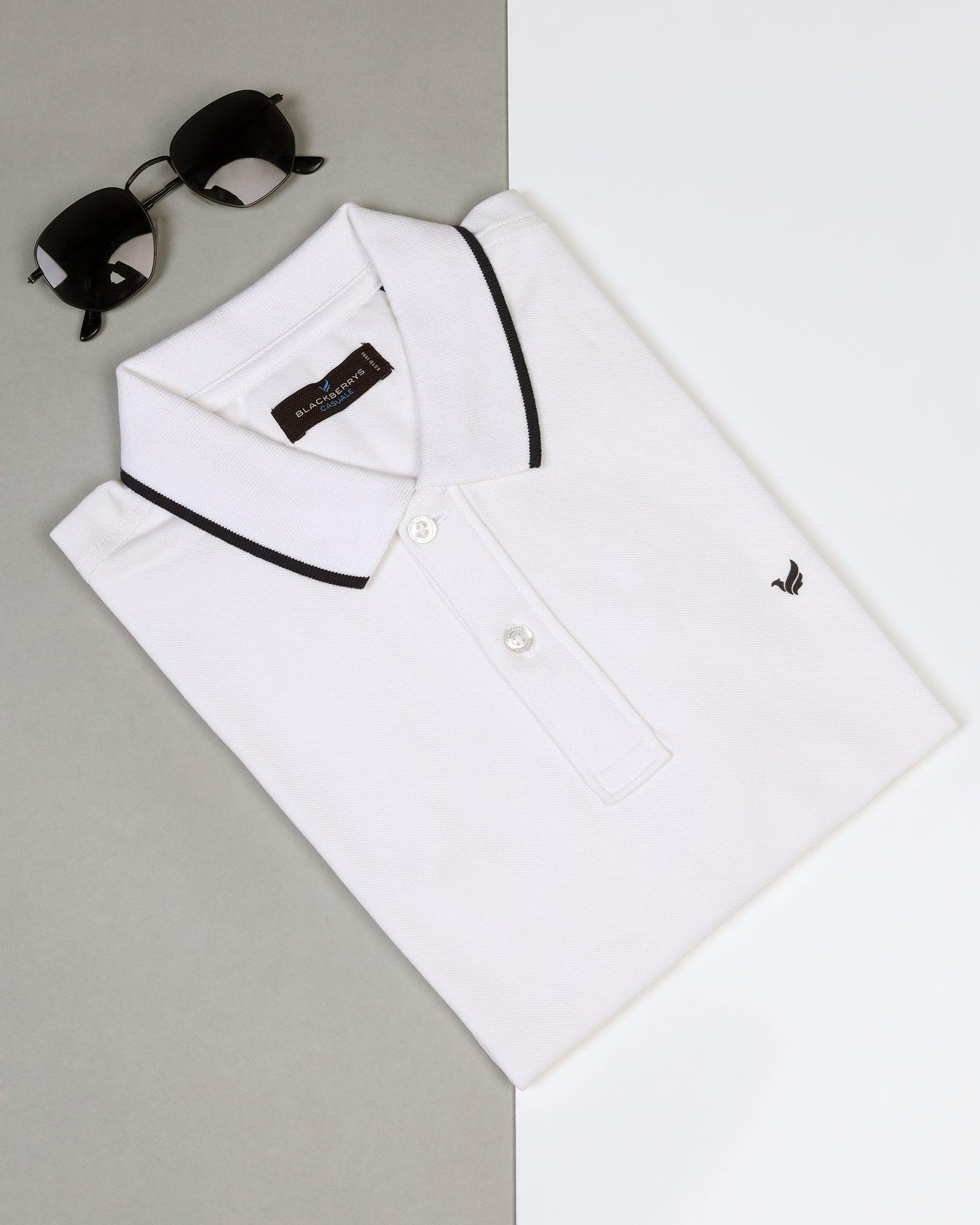 Polo White Solid T-Shirt - Posh - Blackberrys