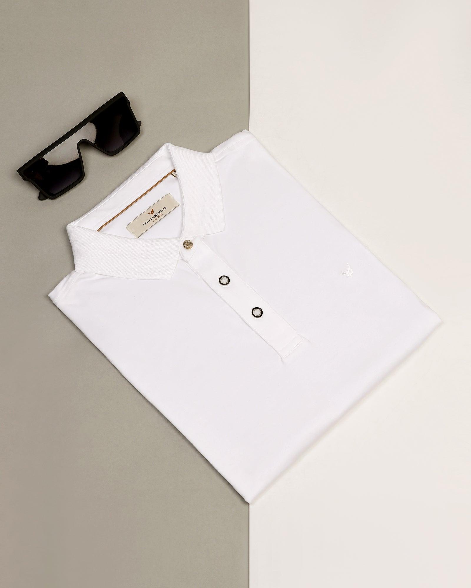 Polo White Solid T-Shirt - Toll - Blackberrys