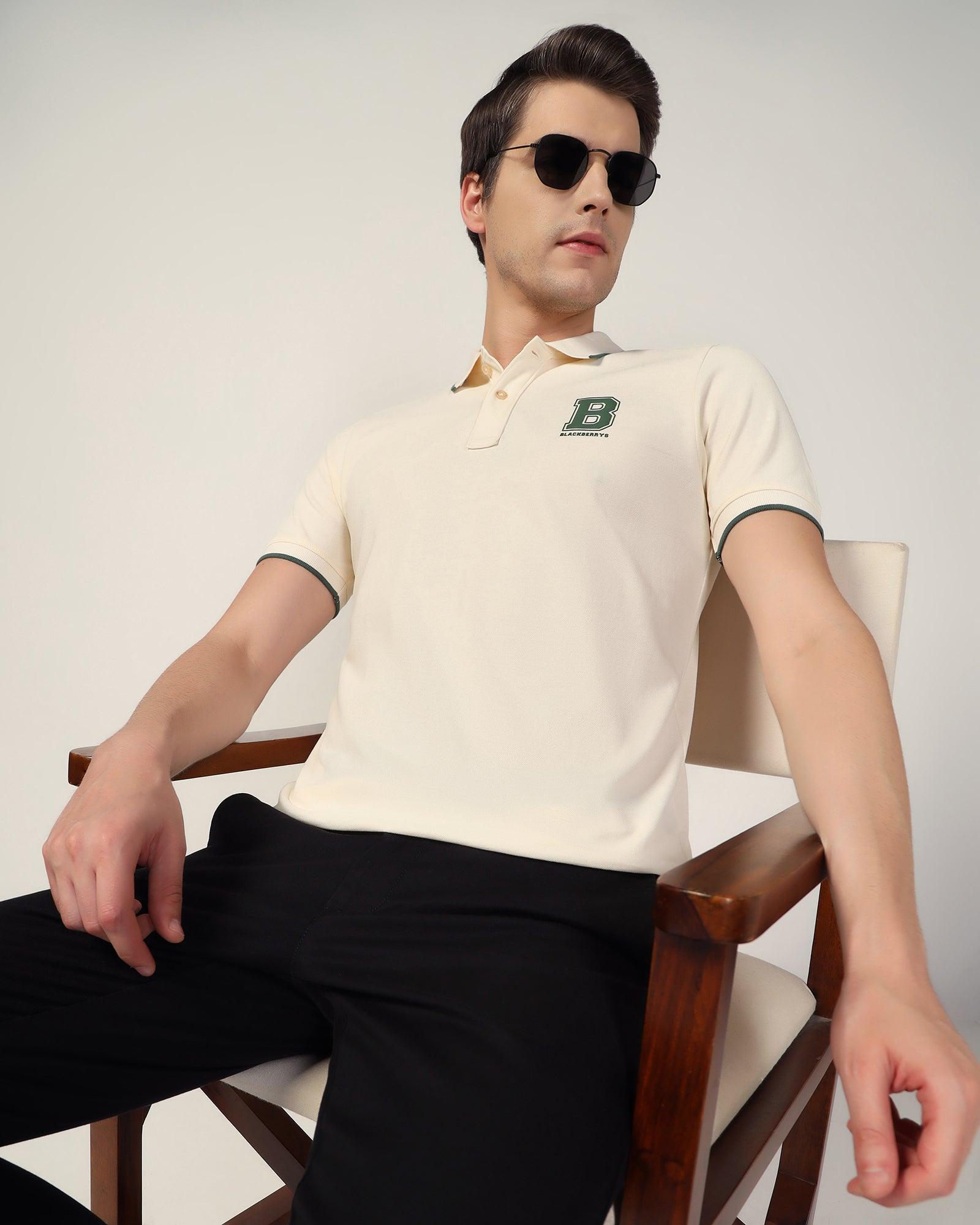 Polo White Solid T-Shirt - Vantag - Blackberrys