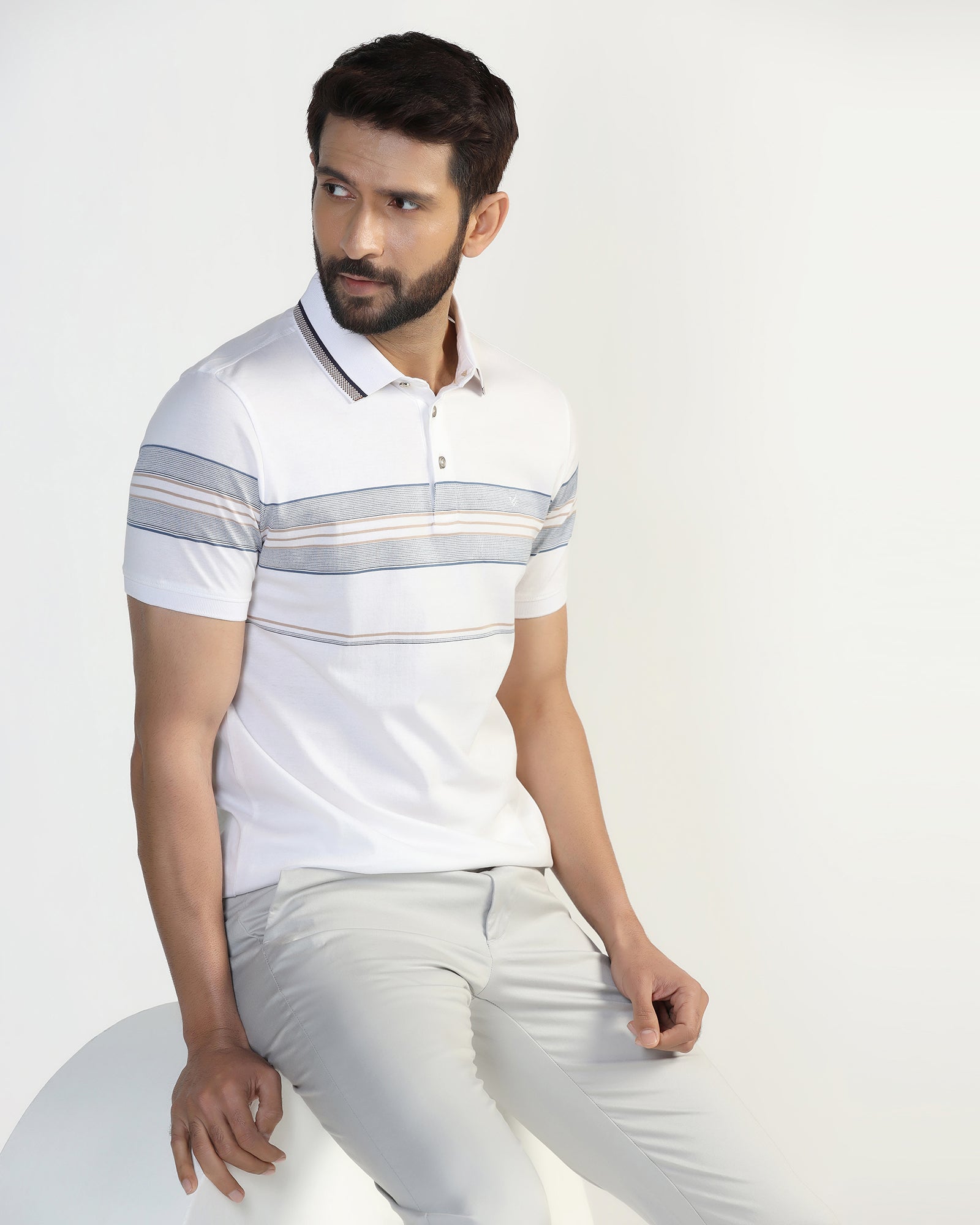 Polo White Stripe T-Shirt - Cetus