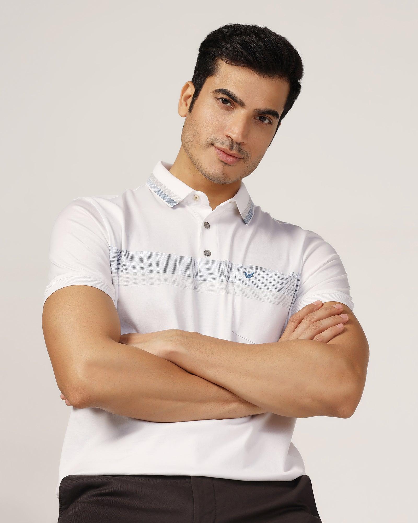 Polo White Stripe T-Shirt - Manny - Blackberrys