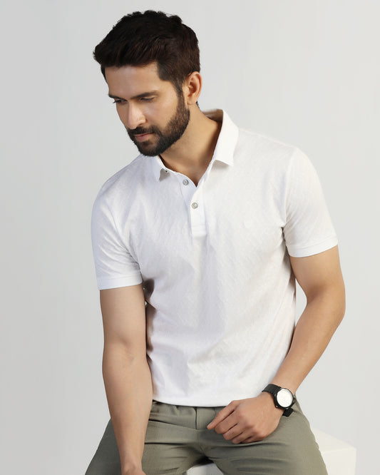 Polo White Textured T-Shirt - Blade