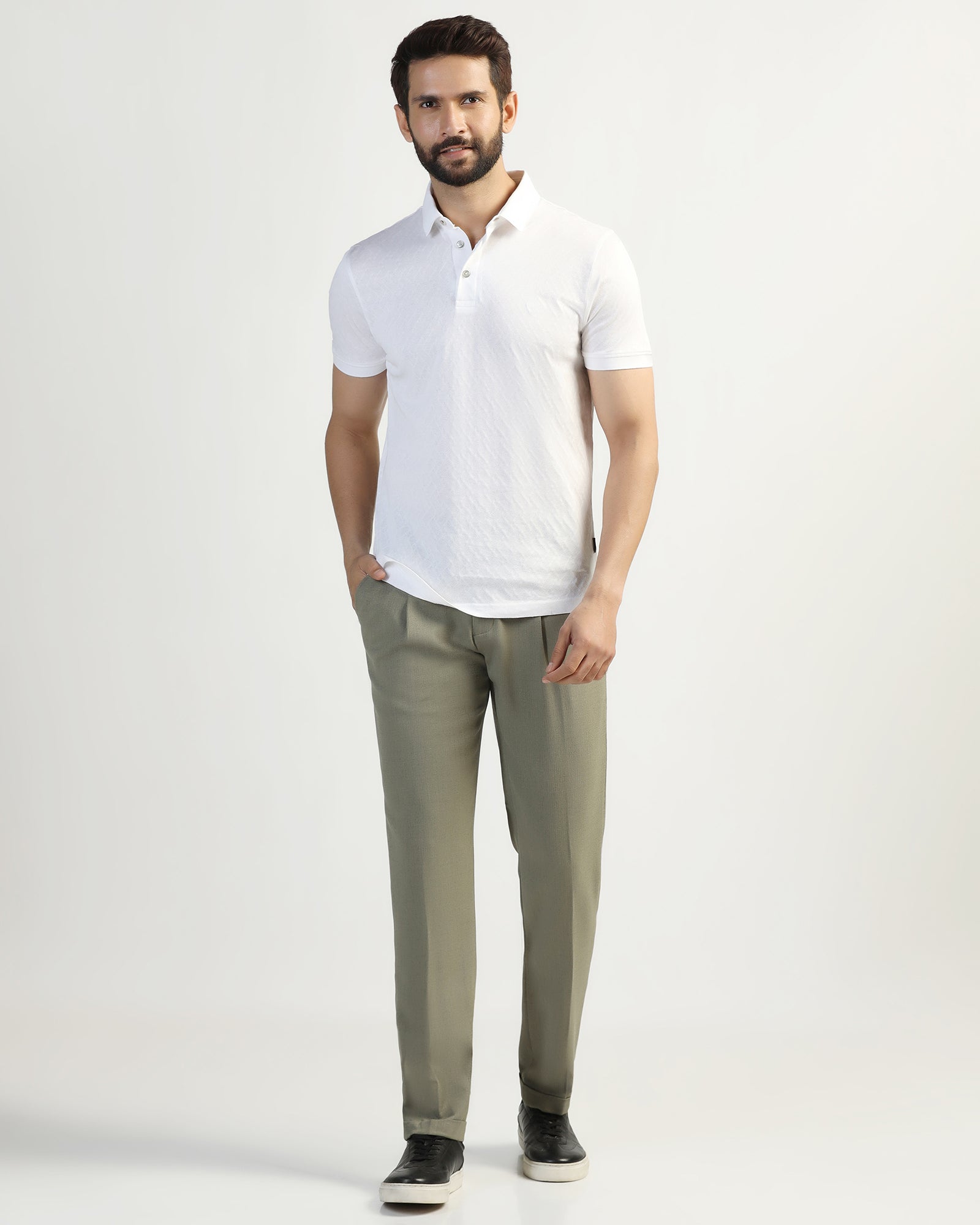 Polo White Textured T-Shirt - Blade