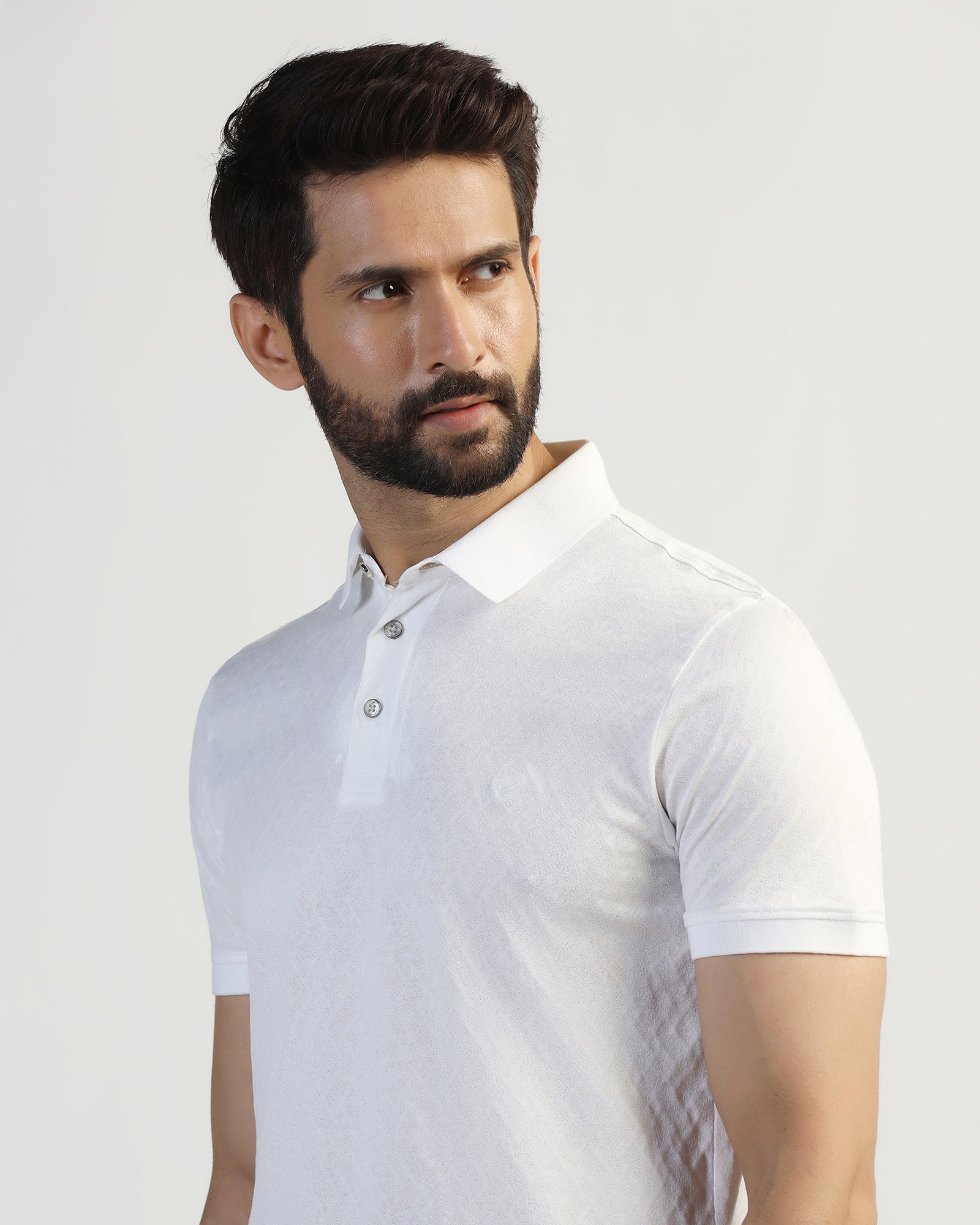 Polo White Textured T-Shirt - Blade