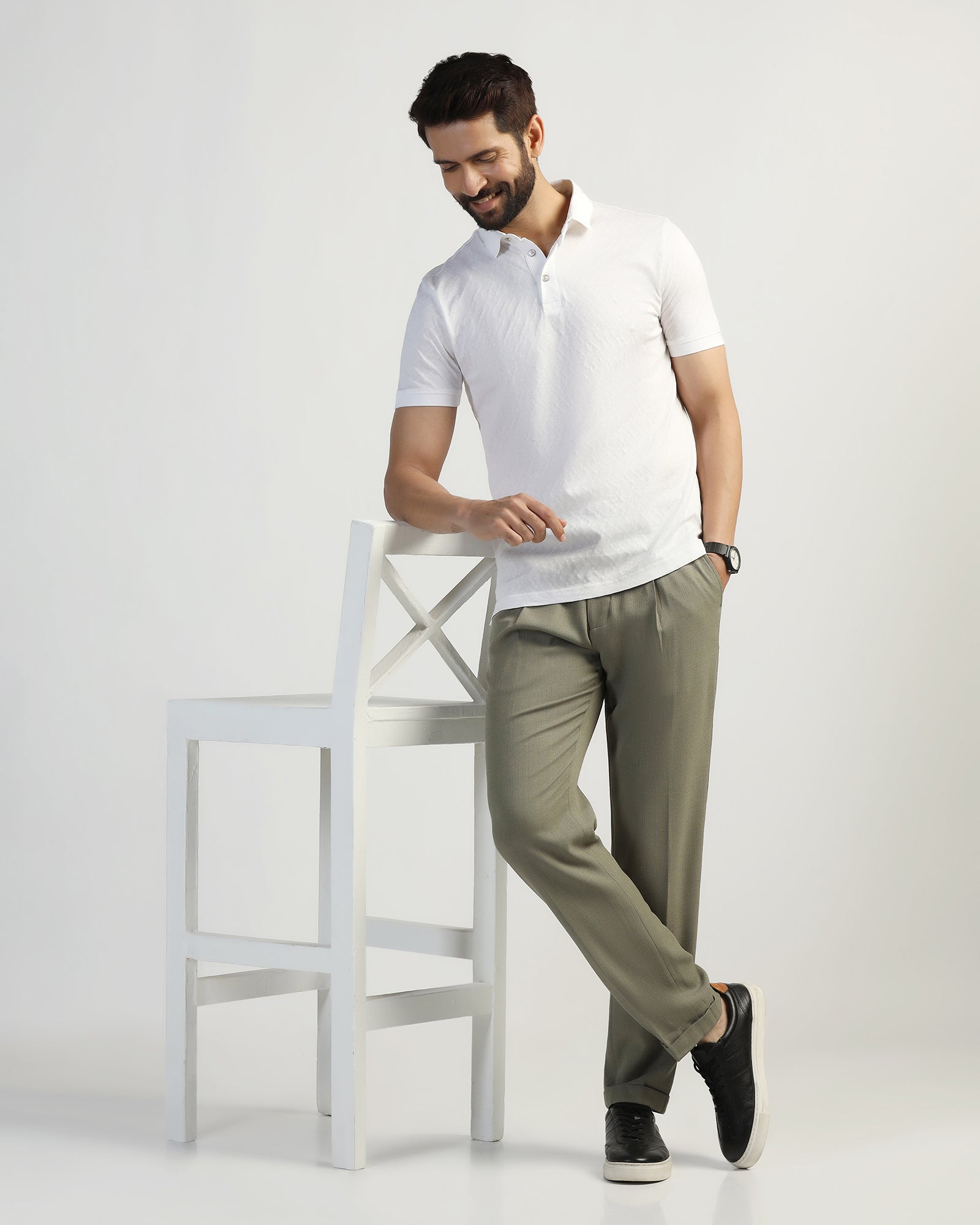 Polo White Textured T-Shirt - Blade