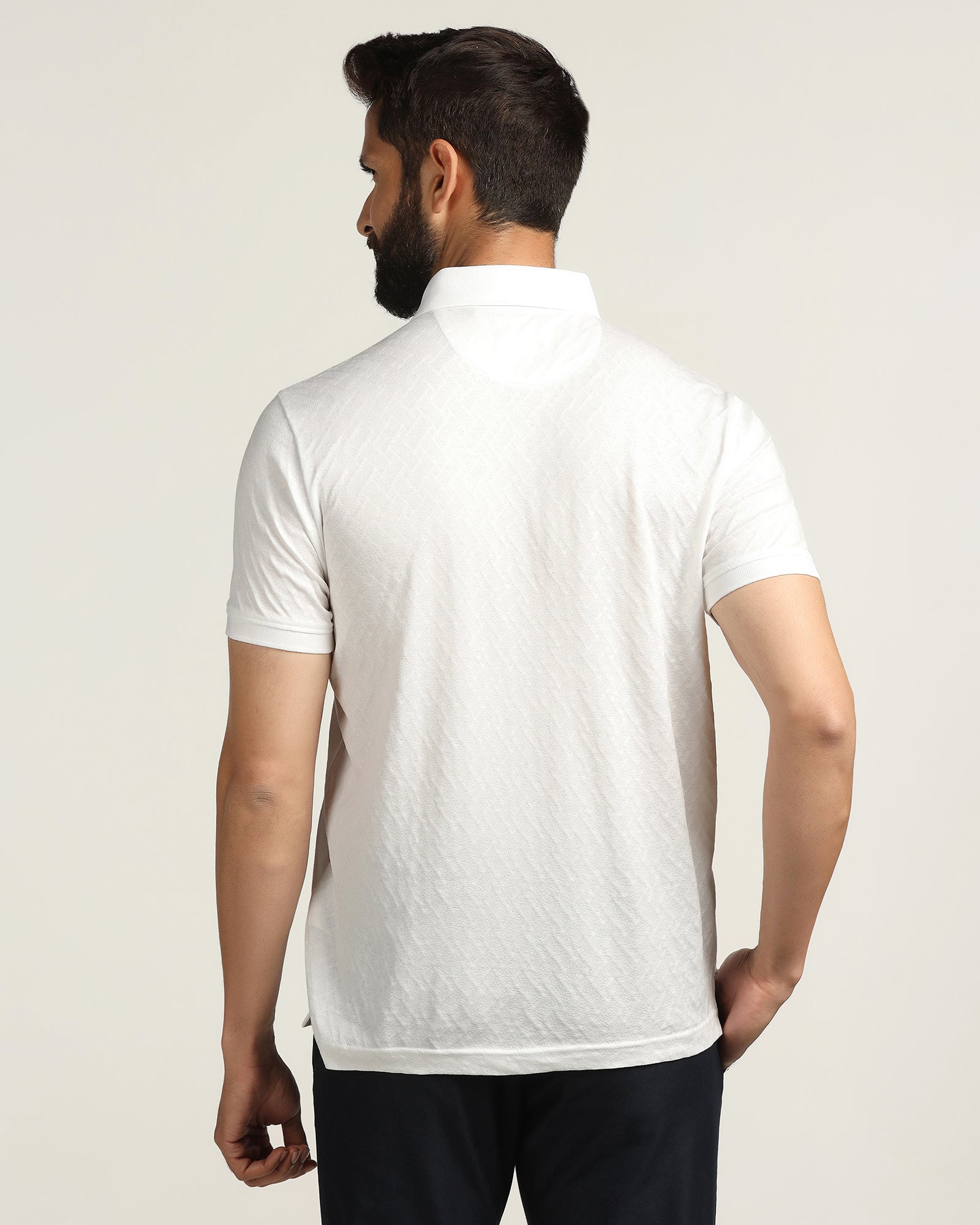 Polo White Textured T-Shirt - Blade
