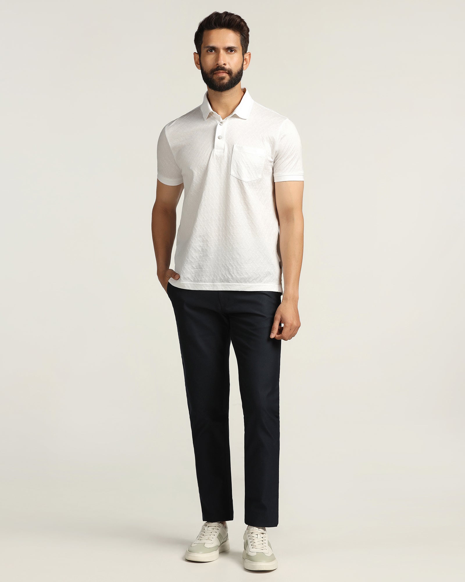 Polo White Textured T-Shirt - Blade