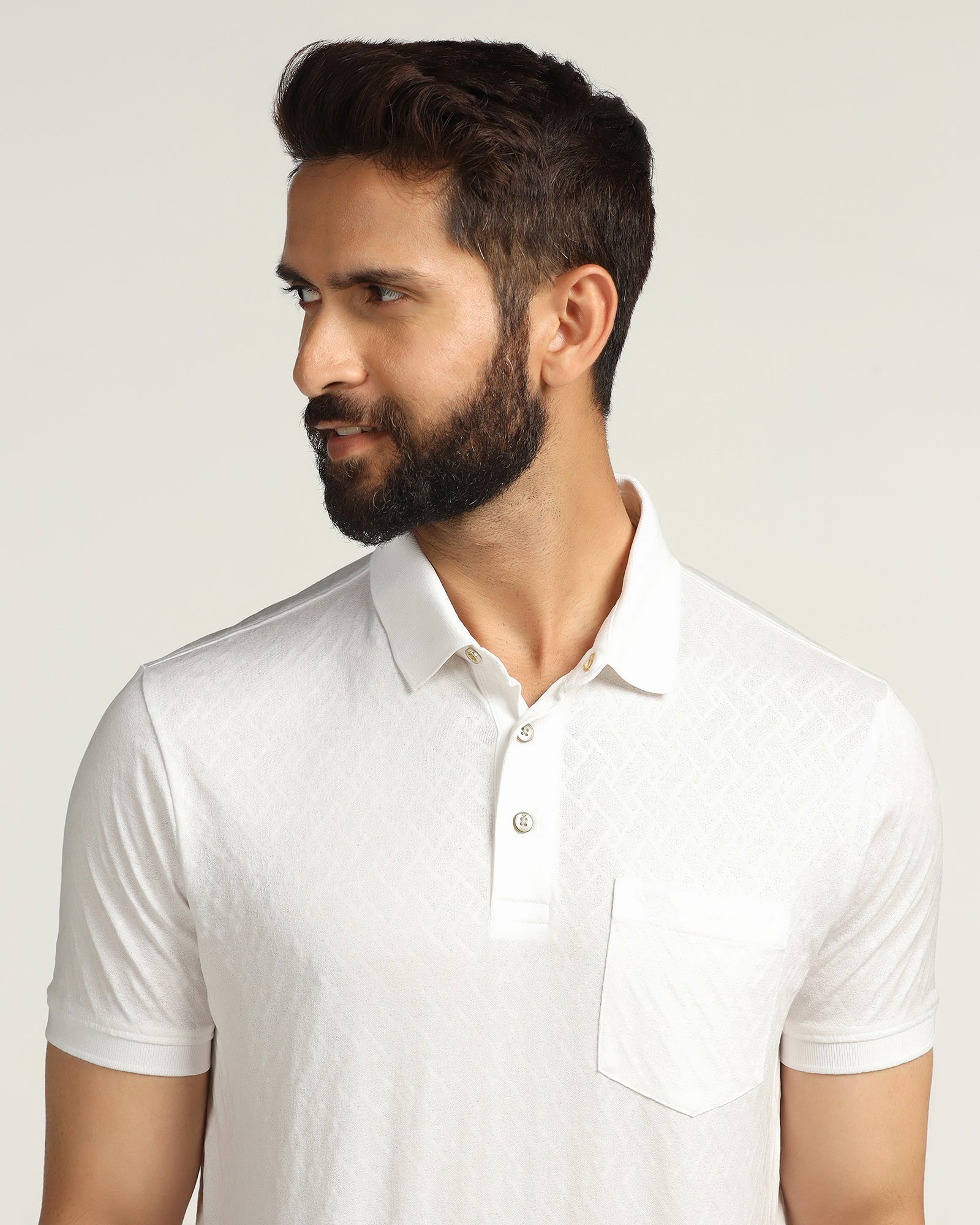 Polo White Textured T-Shirt - Blade